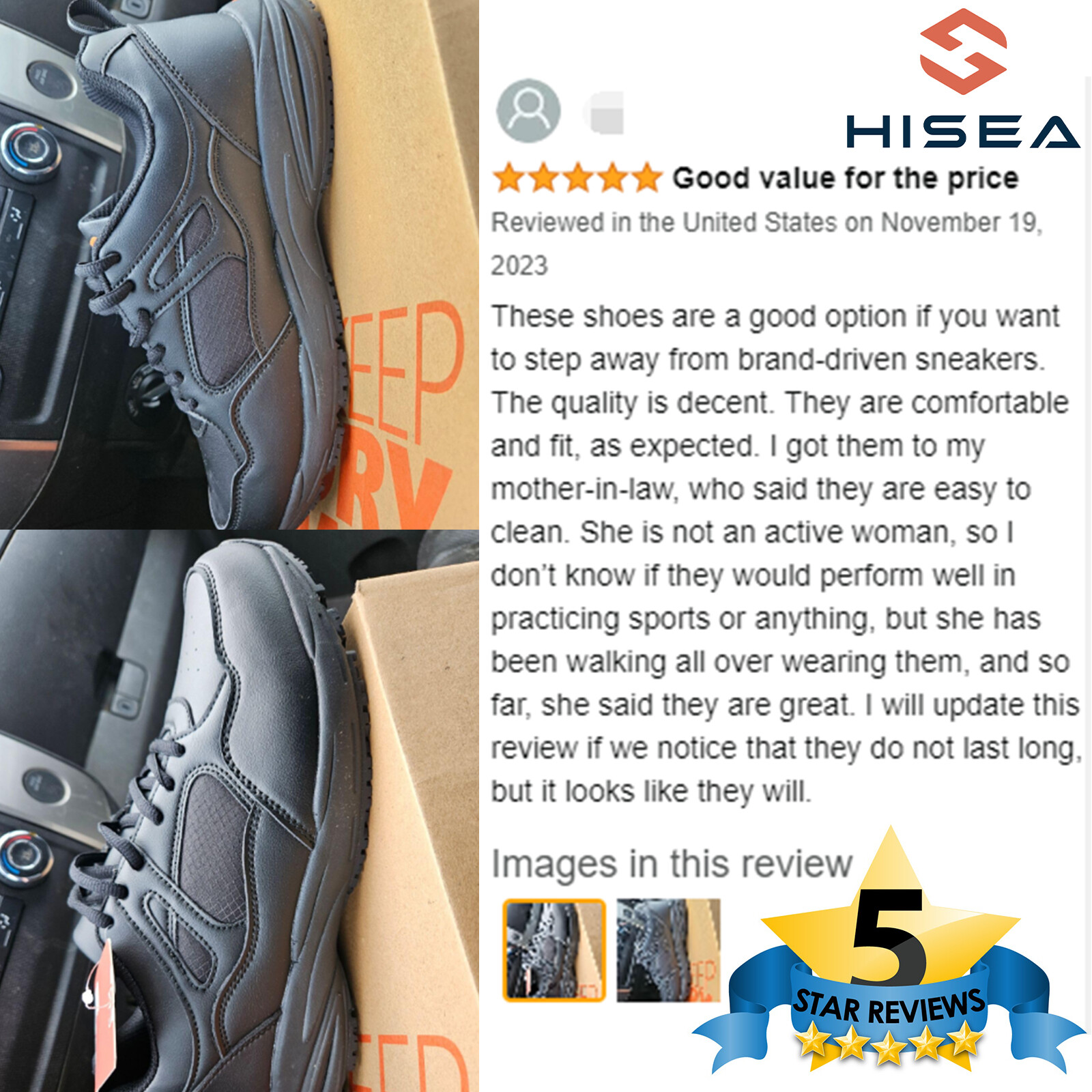 HISEA NINGO Men’s Slip Resistant Work Shoes Chef Kitchen Oil Resistant Sneakers