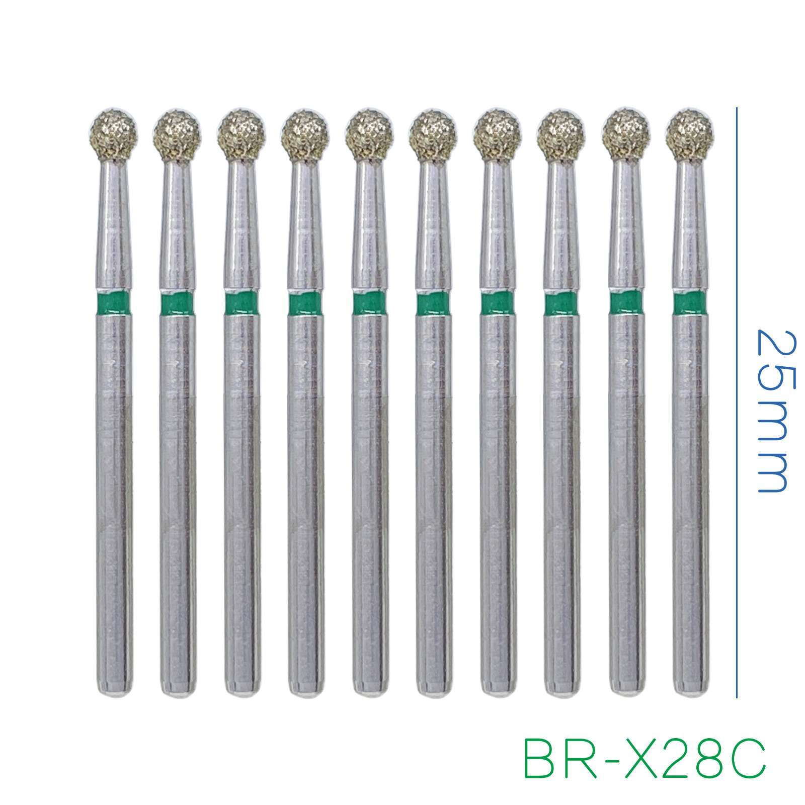 10Pc AZDENT Dental Diamond Burs Ball Round For High Speed Handpiece FG 1.6mm