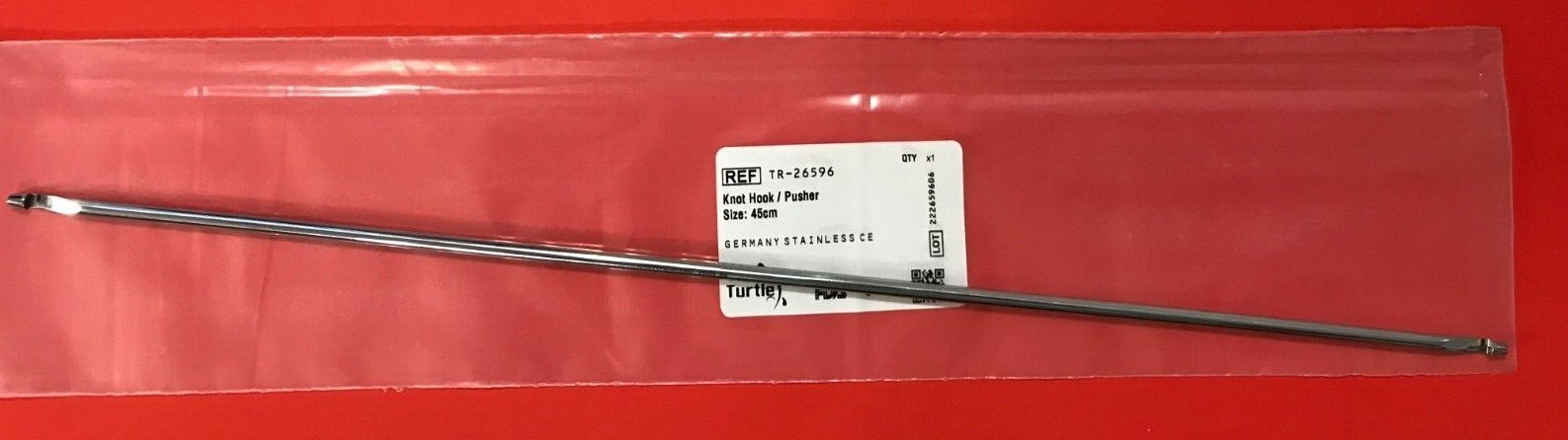 Laparoscopic Knot Hook / Pusher 5mm x43cm Laparoscopy Instrument NEW
