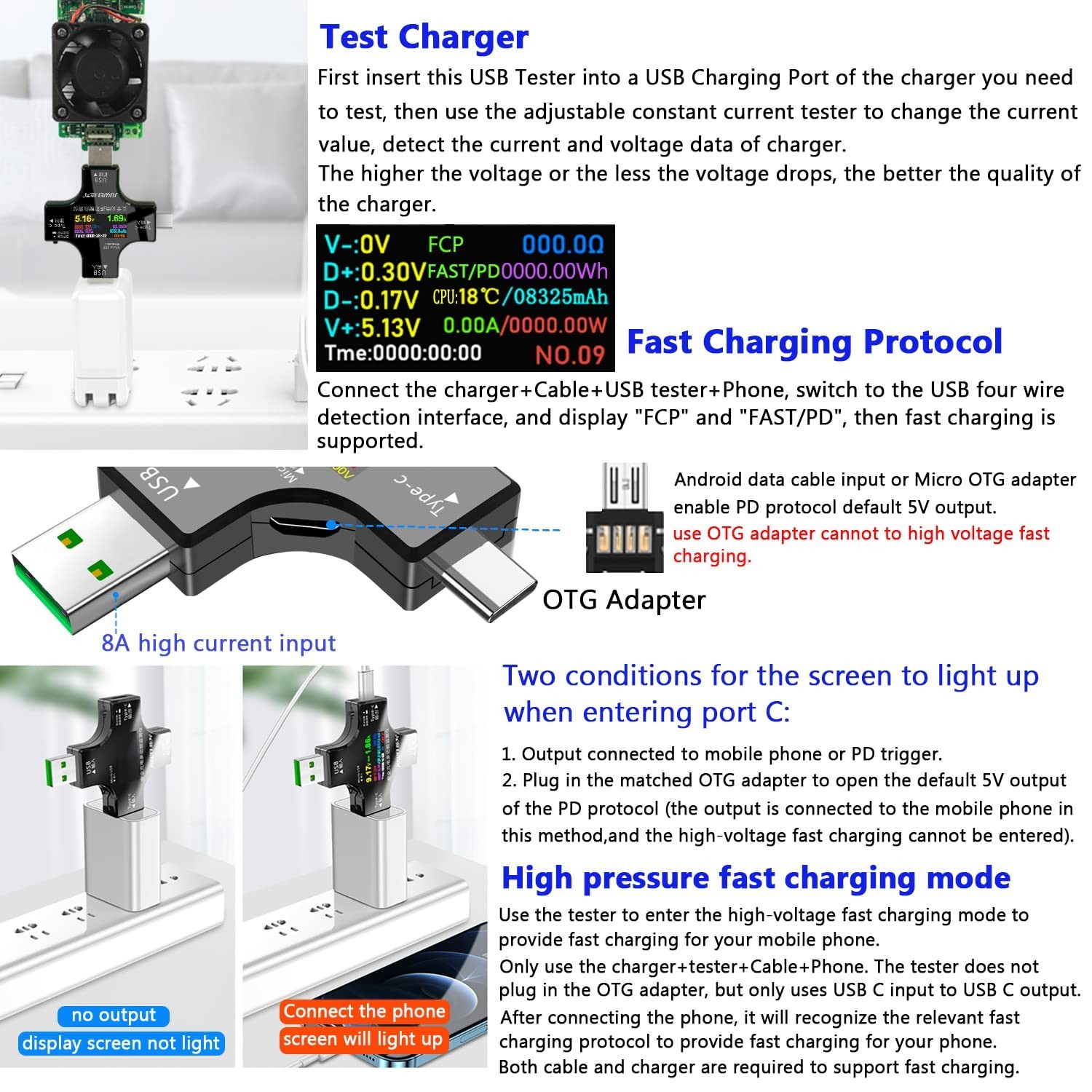 USB C Tester, 2 in 1 Tester Color Screen IPS Digital Multimeter2024,Voltage,C…