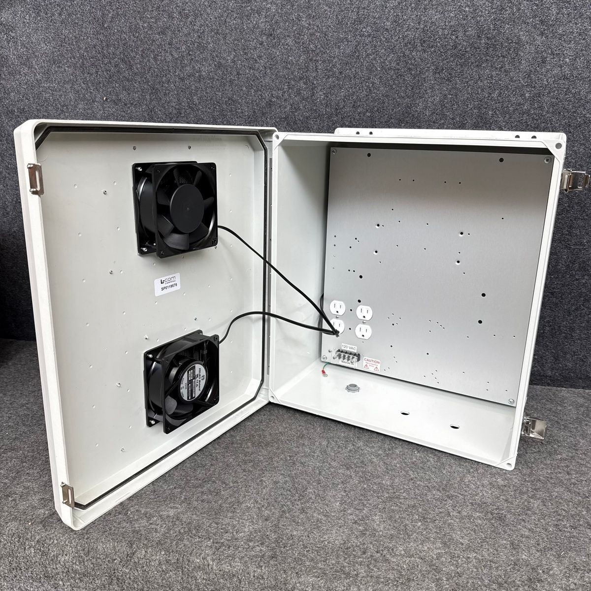 L-COM Vented Weatherproof NEMA Enclosure w/Mounting Plate and Cooling Fans*