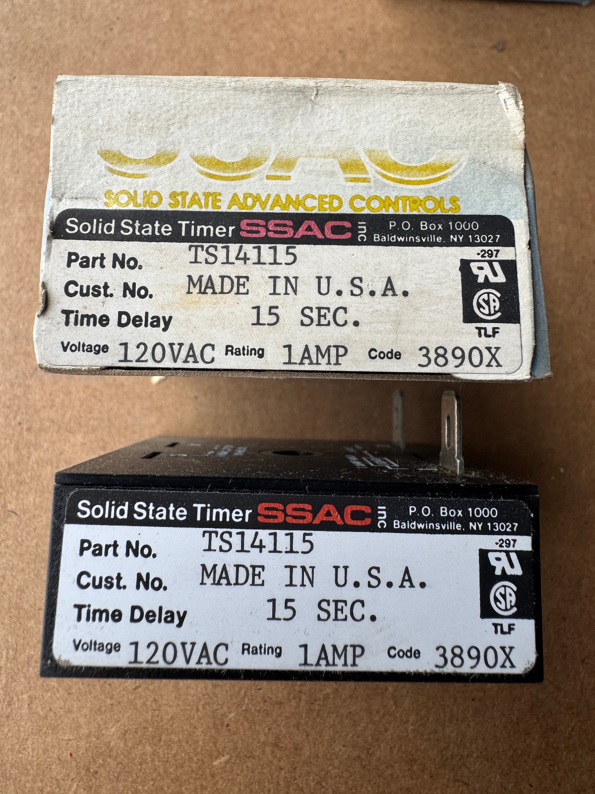 SSAC Solid State Timer TS14115 Time Delay 15 Seconds 120VAC New