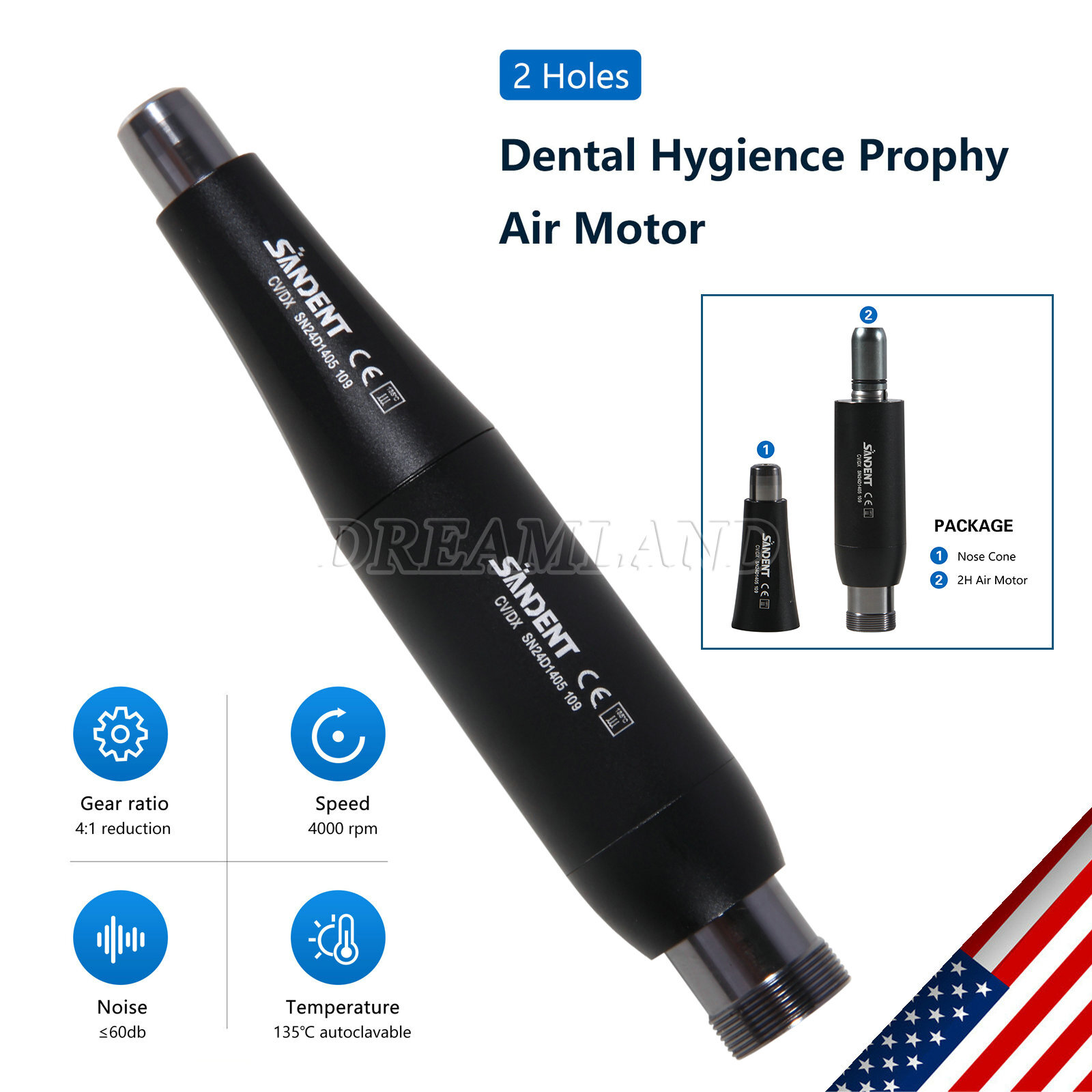 Dental Hygiene Prophy Slow Low Speed Air Motor/High Speed Handpiece 2/4Hole