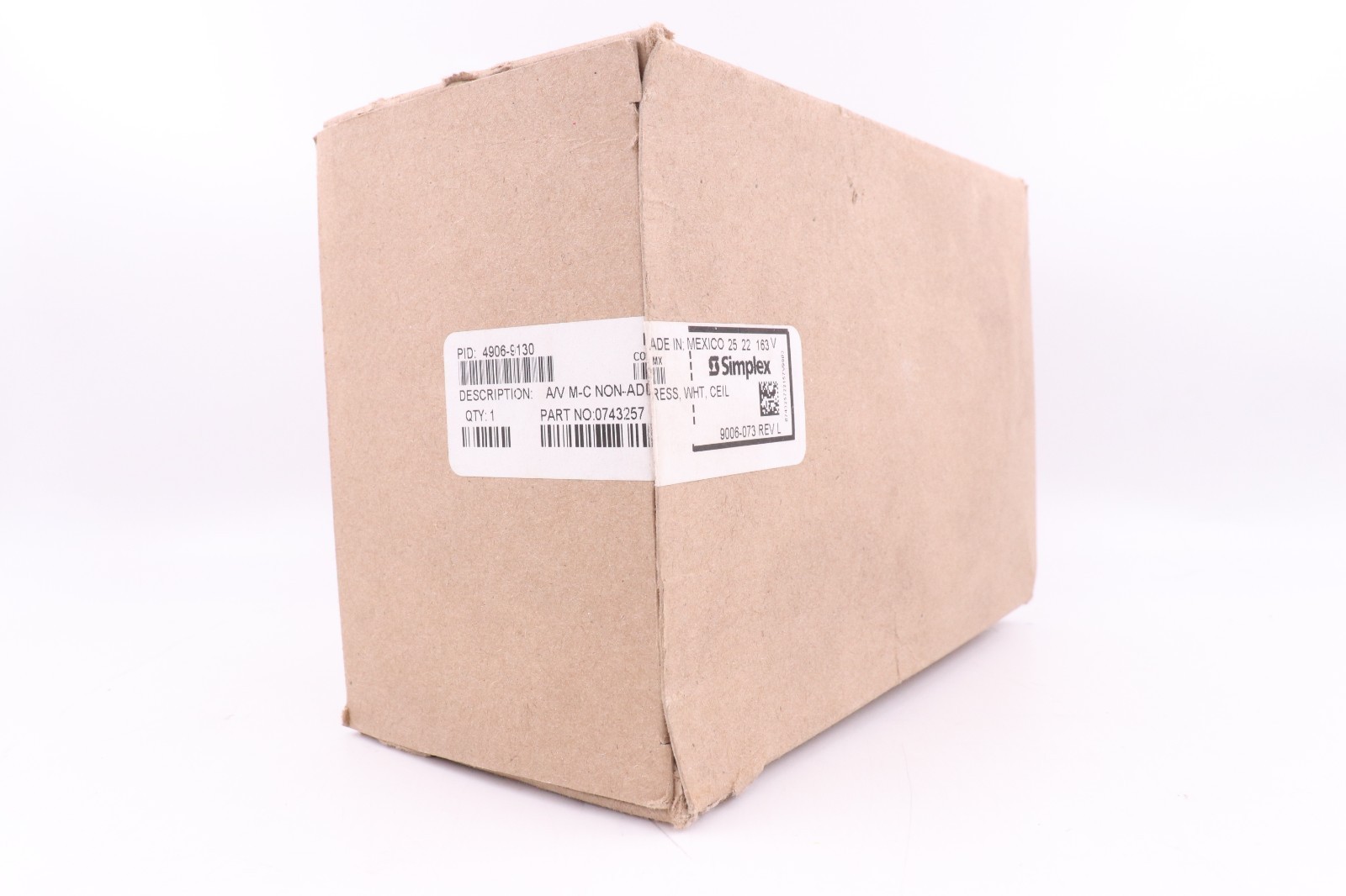 SIMPLEX 4906-9130 A/V M-C NON-ADDRESSABLE CEILING MOUNT HORN STROBE, WHITE