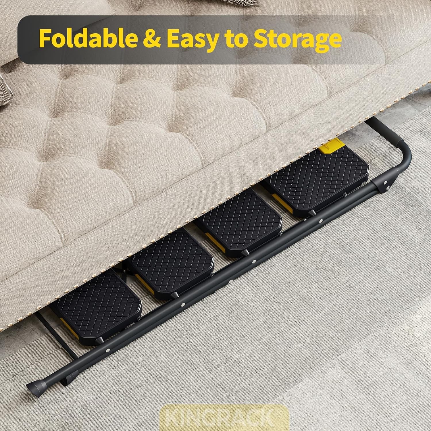 4 Step Ladder, Sturdy Steel Step Stool with Safe-Lock Design,Handrail, Anti-Slip