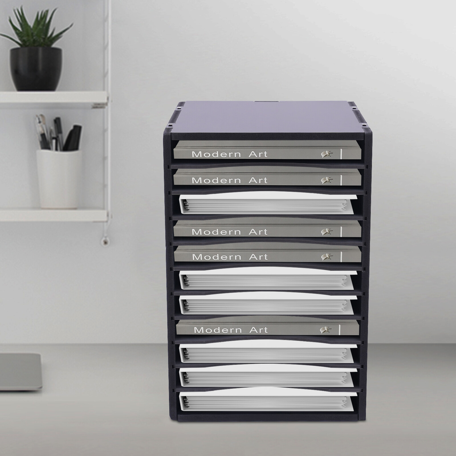 Document Organizer Vertical Desktop Sorter 11-Compartments Paper Storage Holder