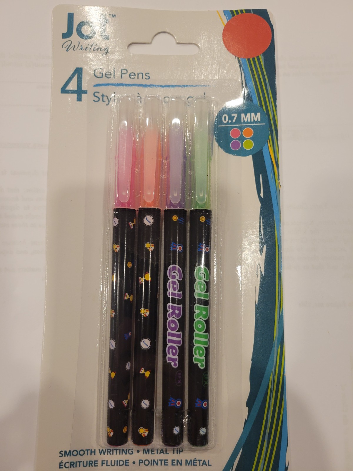 Promarx Gel Roller EFX Pens Pack of 4 ~ Pink Orange Purple Green