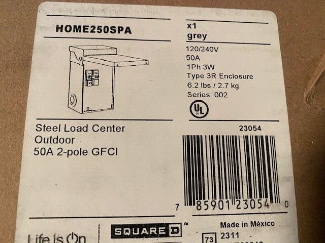 Square D Spa Panel 120/240V 50-Amp 2-Space 4-Circuit Main Lug Surface Mount