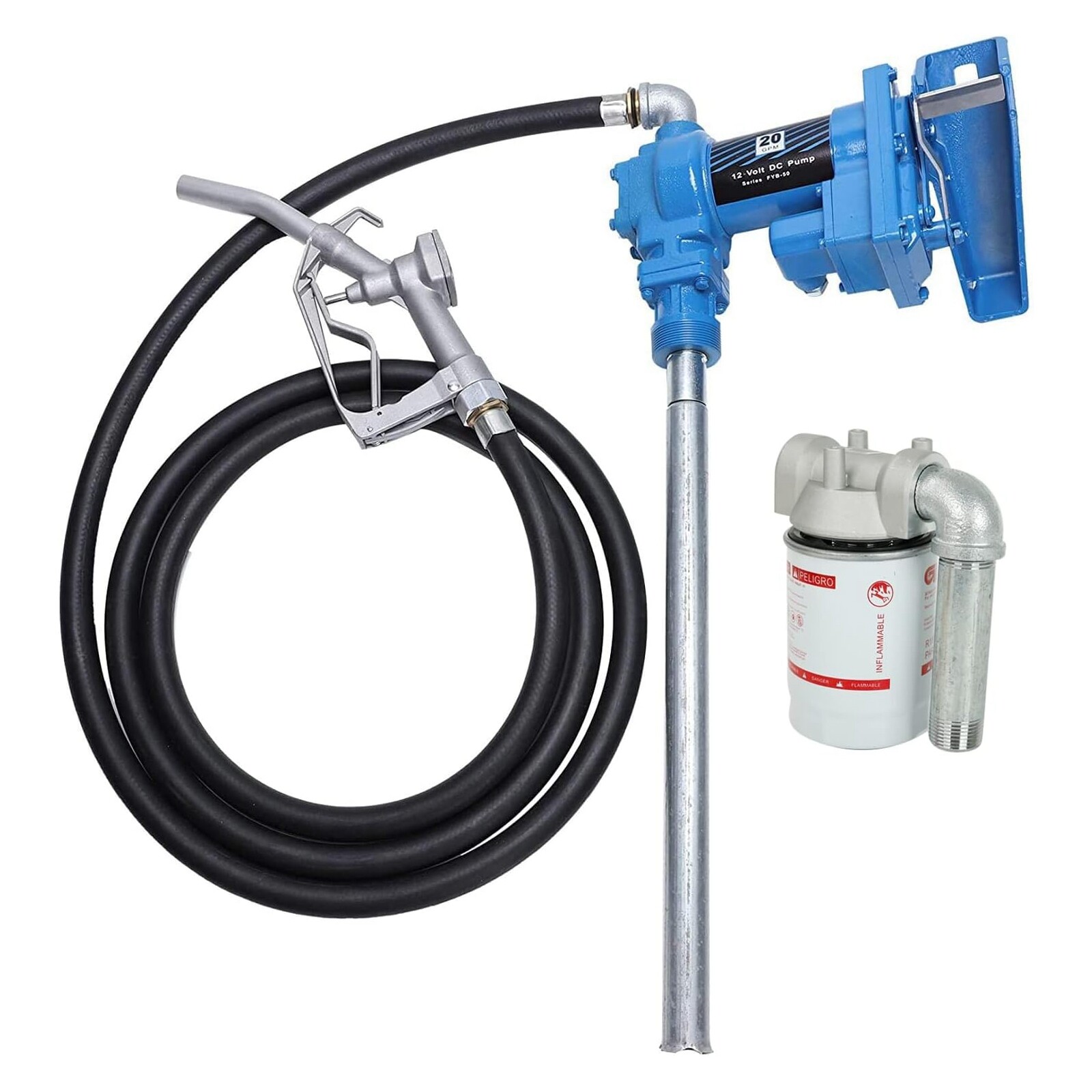 Gasoline Fuel Transfer Pump with Nozzle Kit 12V DC 20GPM For Gas Diesel Kerosene