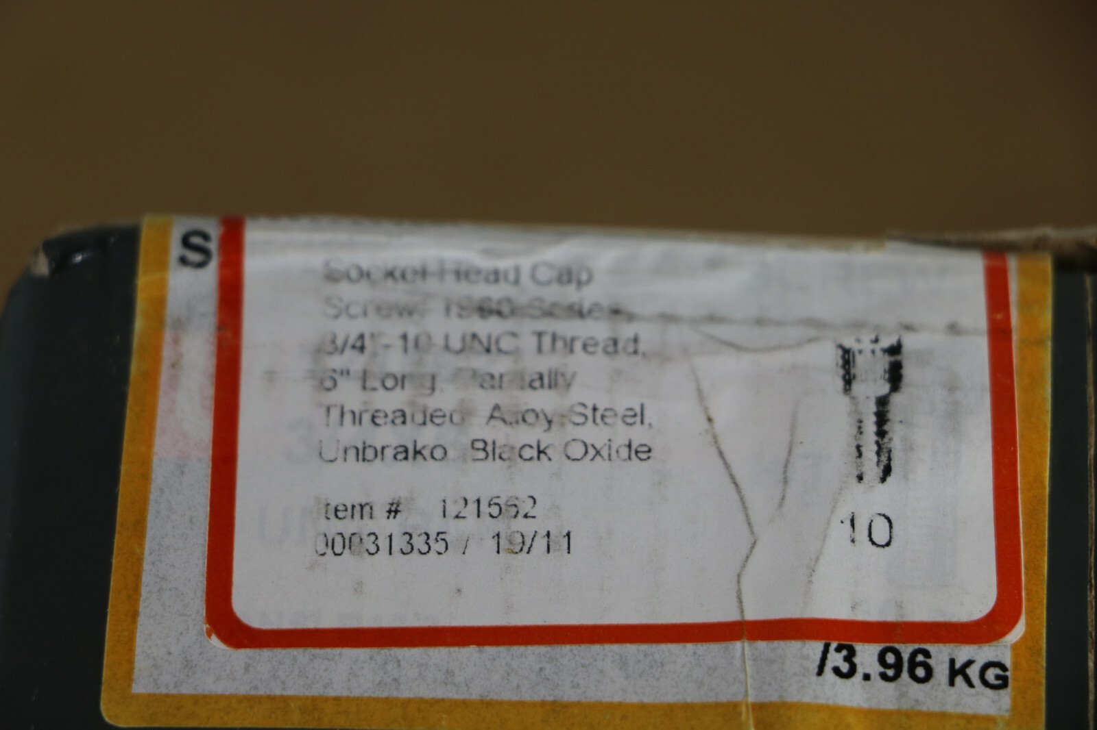Unbrako 3/4-10 X 6″ Socket Head Cap Screws Part Threaded #121562, 10 Pieces