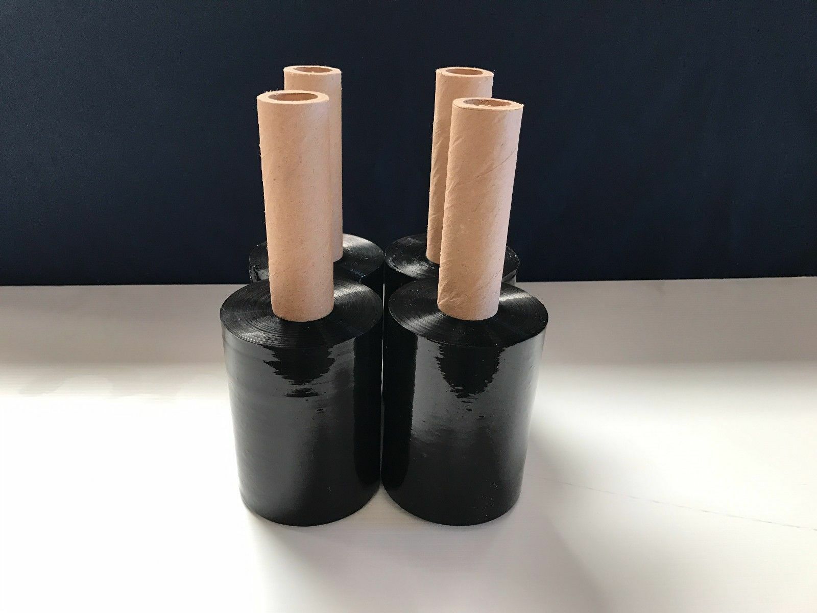 12 Rolls 5″ x 1000FT 80 Gauge BLACK Stretch Shrink Film Hand Wrap With Handle
