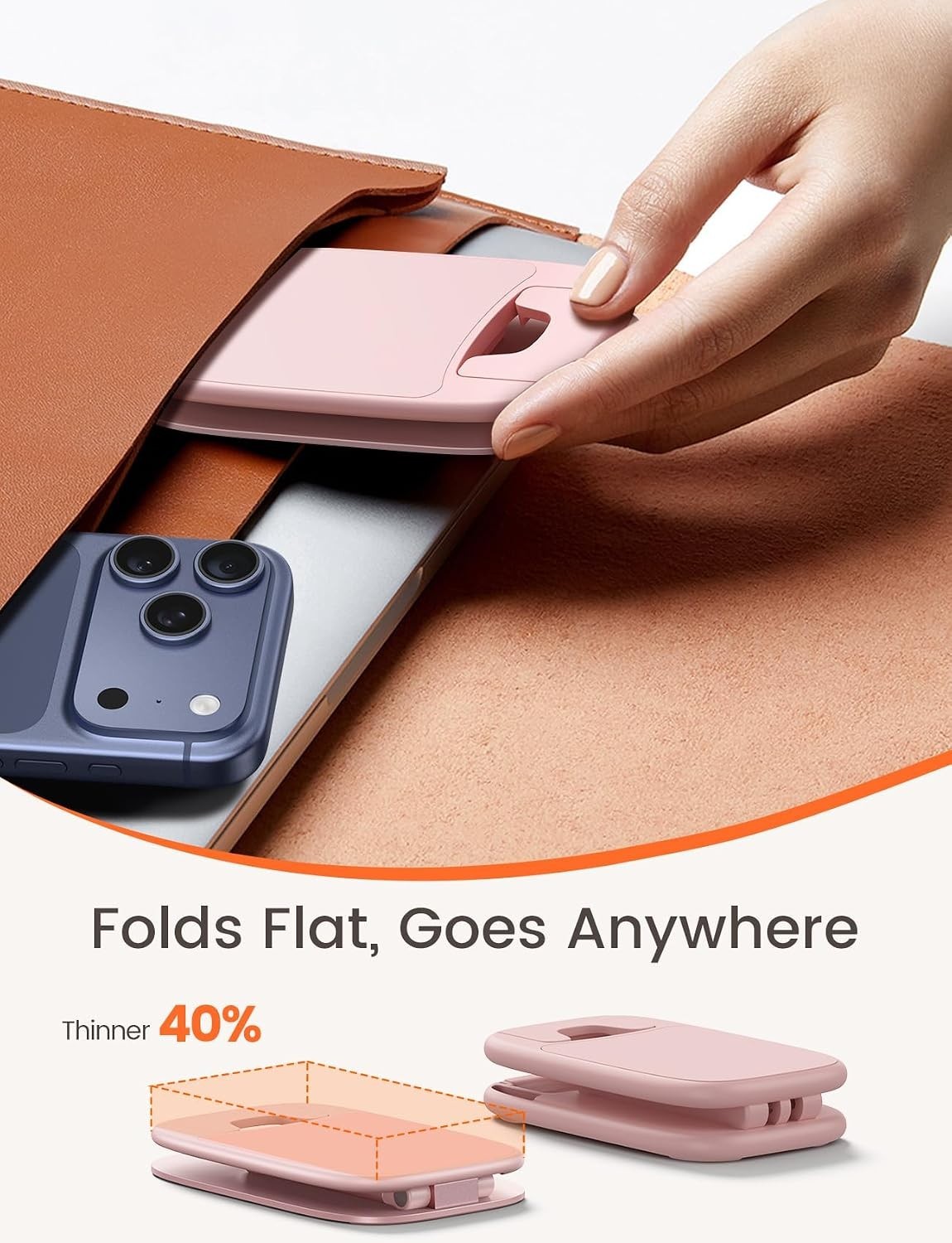 Ultra-Slim Pink Phone Stand – Adjustable & Portable Desk Accessory for Women