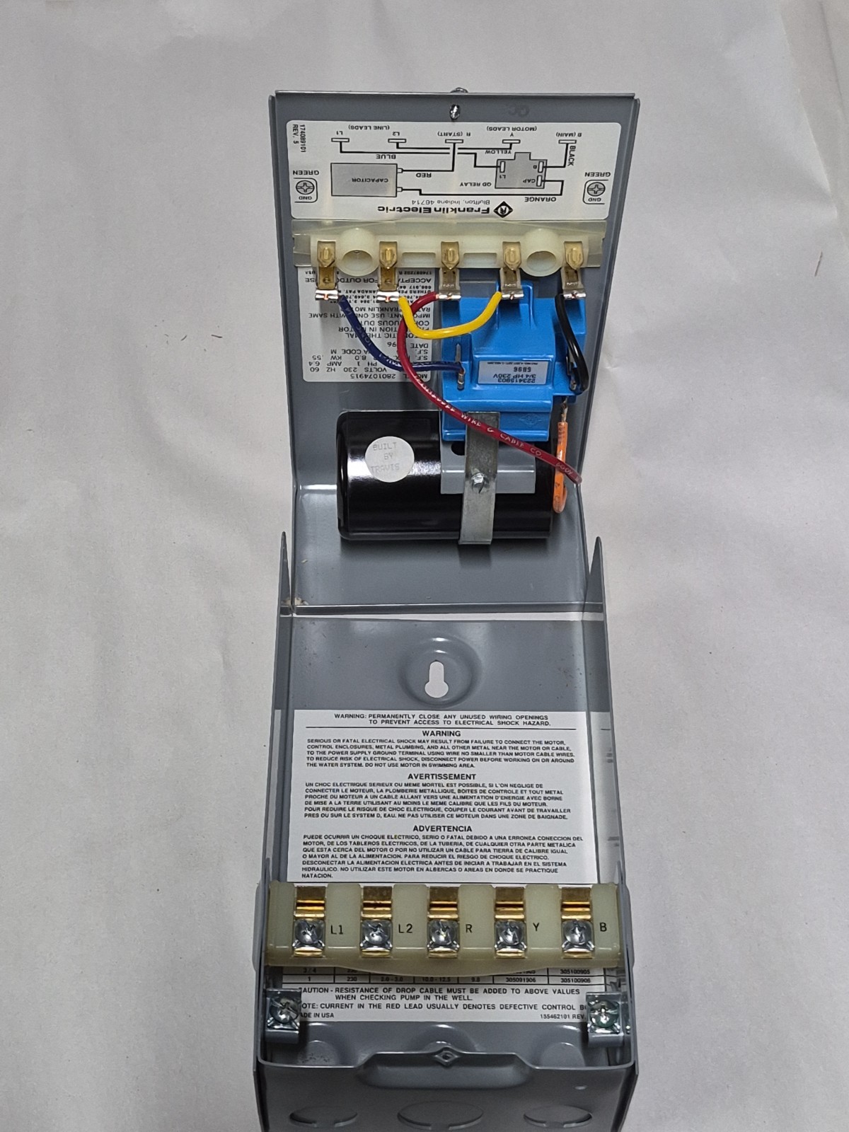 Franklin Electric Model 2801074915 3D96 3/4HP 230 Volts Wiring Control Box Nos