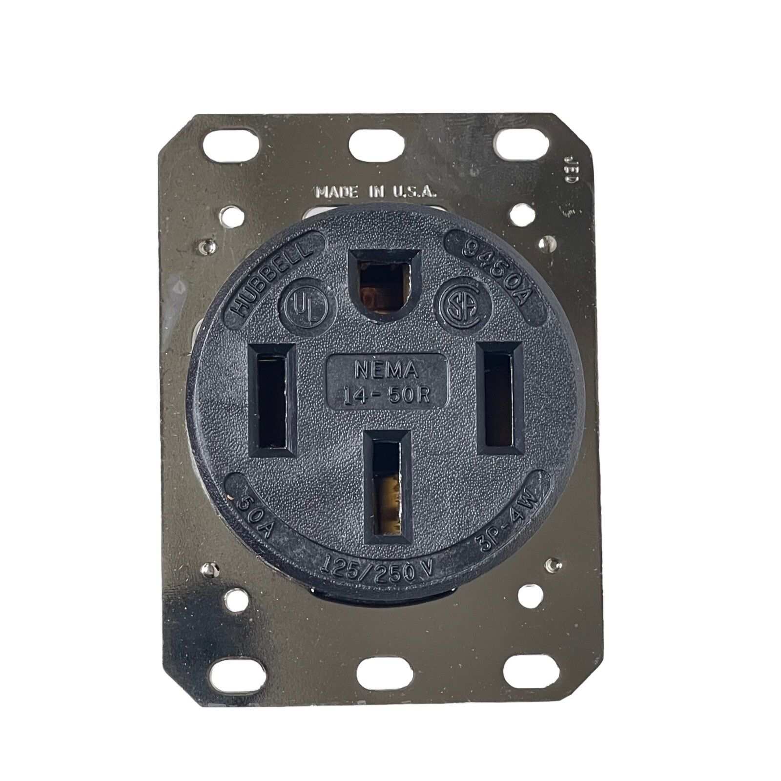 HBL9450A Hubbell Kellems Receptacle 3Pole 4-Wire Ground 50A 125/250V Flush Black