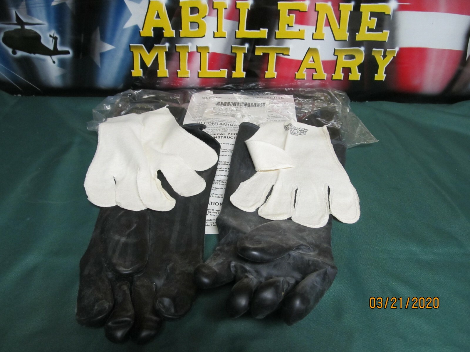 Chemical Protective Gloves Rubber 14″ Military NOS Work Gloves Long Sm Med Large
