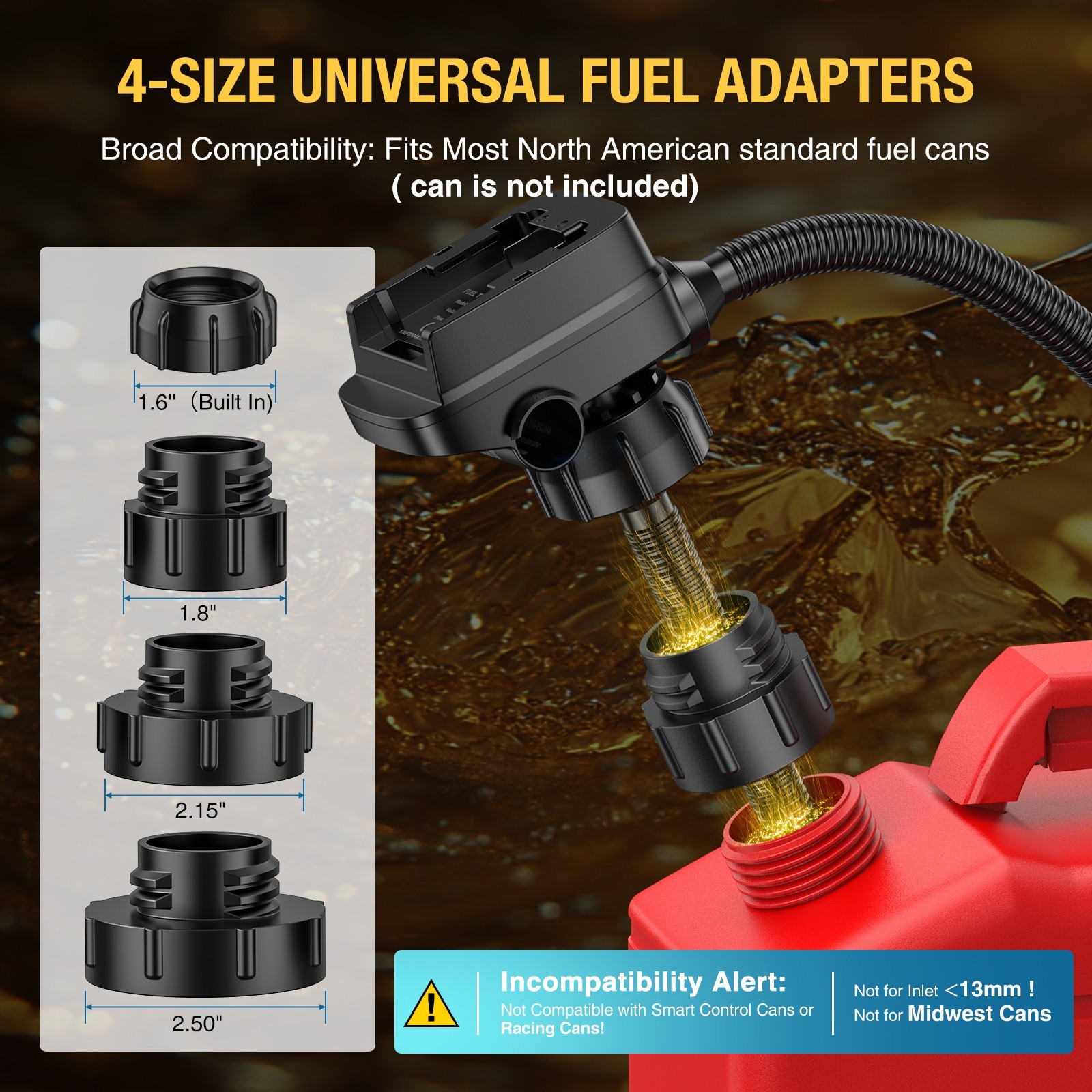 Auto-Stop Cordless Fuel Transfer Pump Compatible with DeWalt 20V & Milwaukee 18V