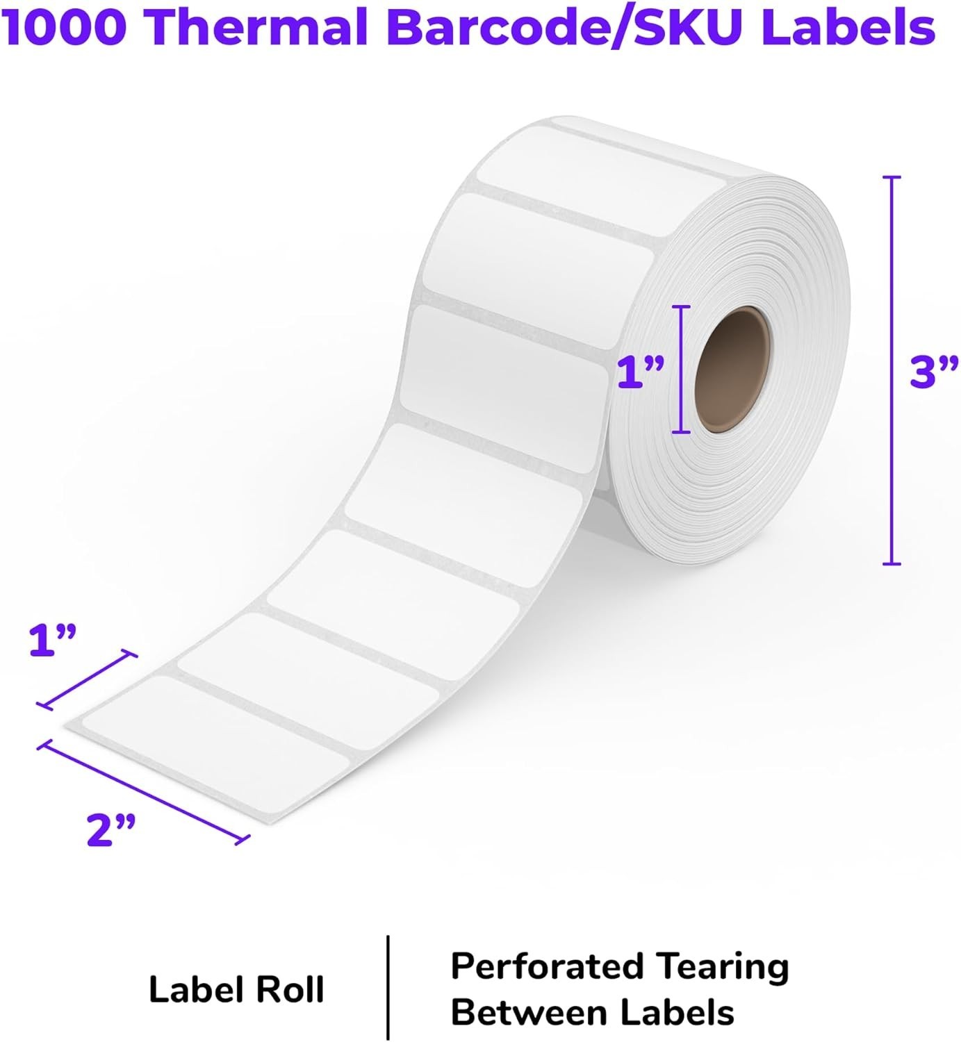 Direct Thermal 2×1 Barcode Labels – Roll of 1,000 Thermal Labels | Commercial…