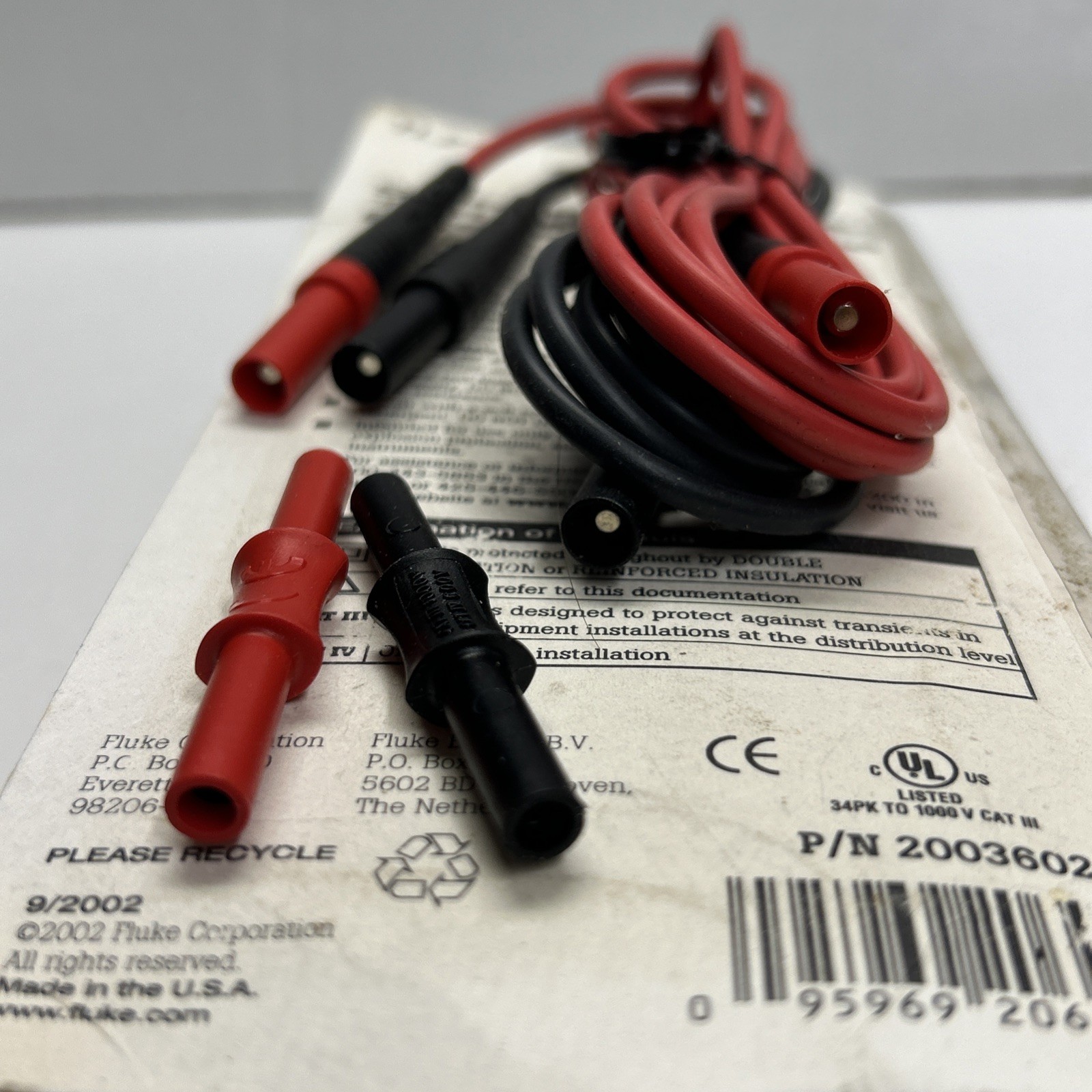 Fluke TL221 Suregrip Test Lead Extenders With Lead Couplers – 1.5 Meters Silcone