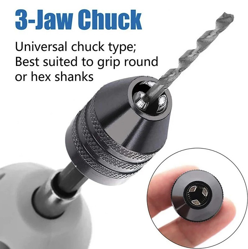 1PC 0.3–8mm Mini Keyless Drill Chuck Adapter: 1/4″ Hex Shank Collet Converter