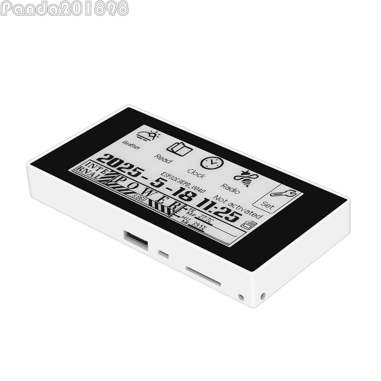 HAMGEEK RW01 Mini E-Ink Reader E-Book Reader (Black Panel) for Weather Clock