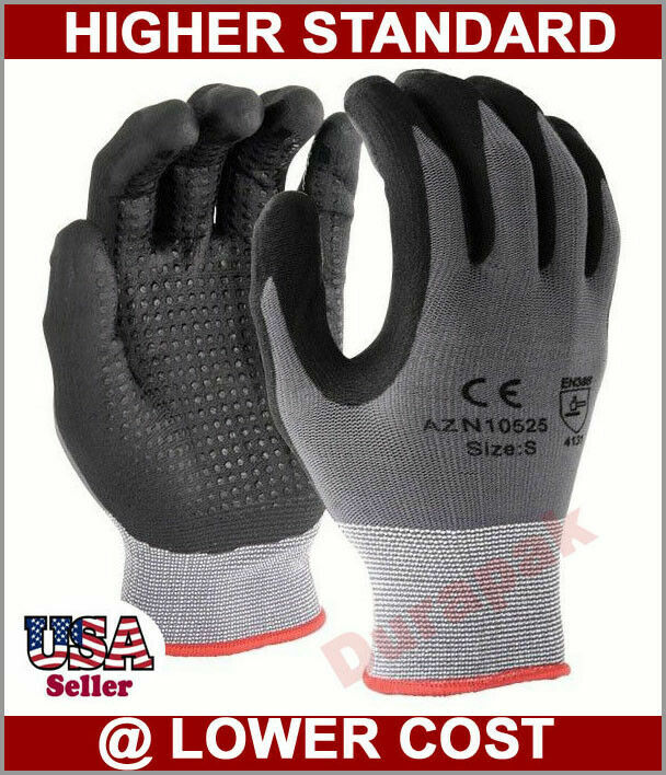 120 Pairs Micro-Foam Nitrile Coating w/ Dots Nylon / Lycra Gloves S,M,L,XL
