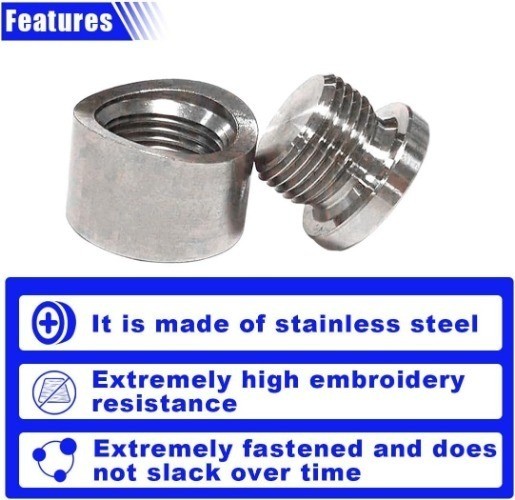 Oxygen Sensor Mounting Bungs and Plugs, Stainless Steel Notched Nut Size: 4PCS