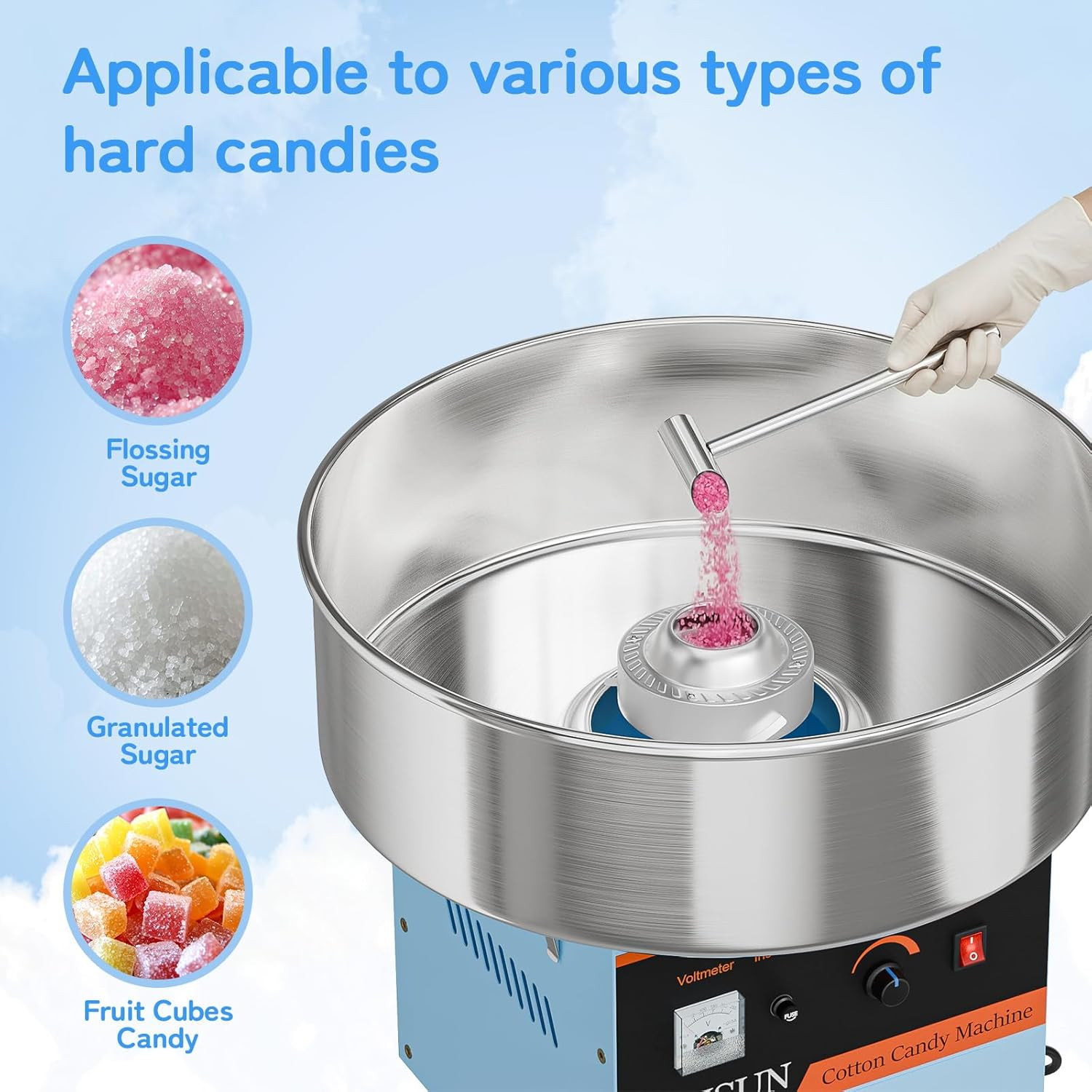 ROVSUN 21 Inch Cotton Candy Machine,Electric Commercial Cotton Candy Maker Machi