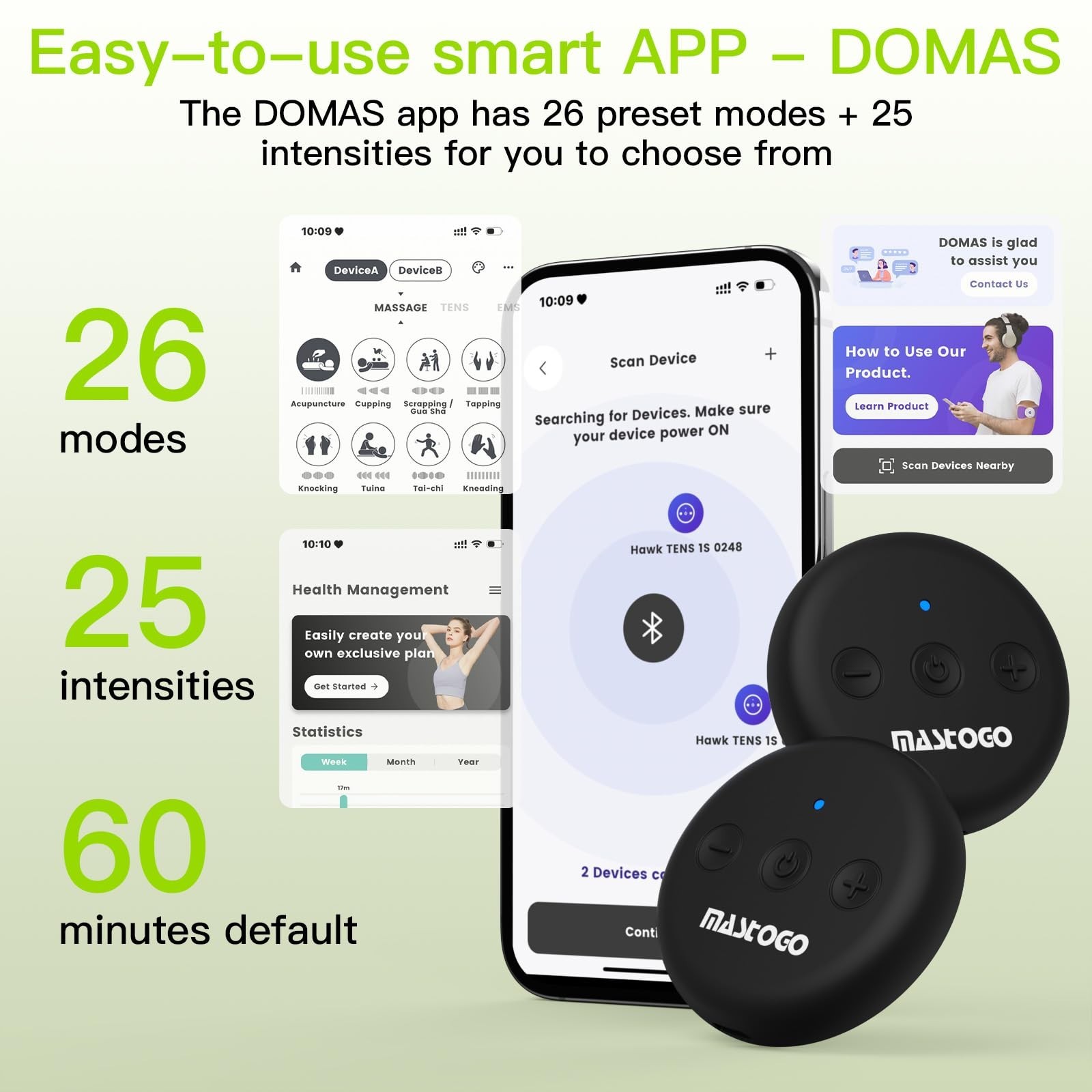 Wireless TENS Unit, Dual Host Muscle Stimulator with APP Control Up to 26 Mod…