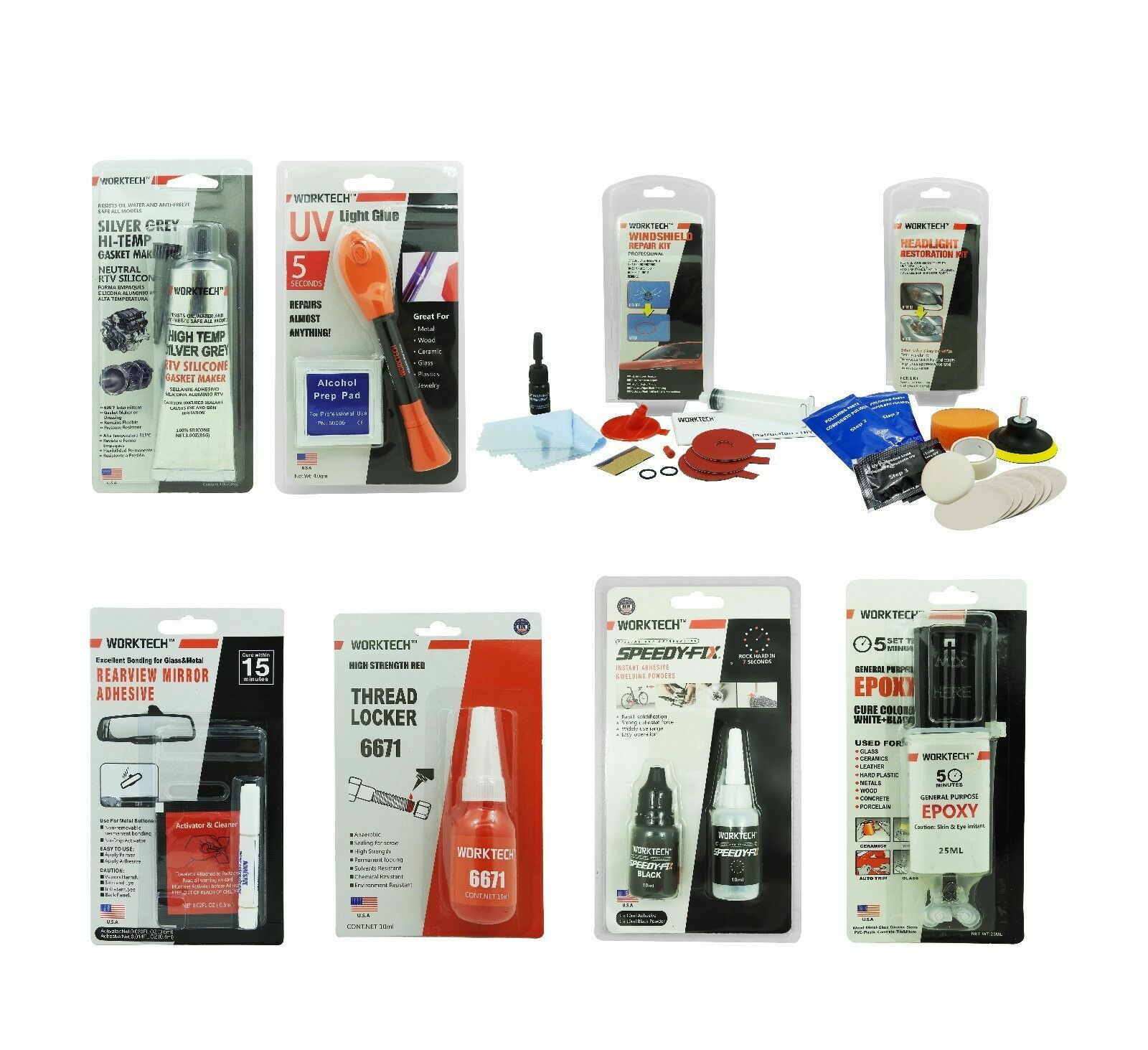 WorkTech Premium Threadlocker Red 10ml High Strength Bolt/Nut Tight Locking Pro