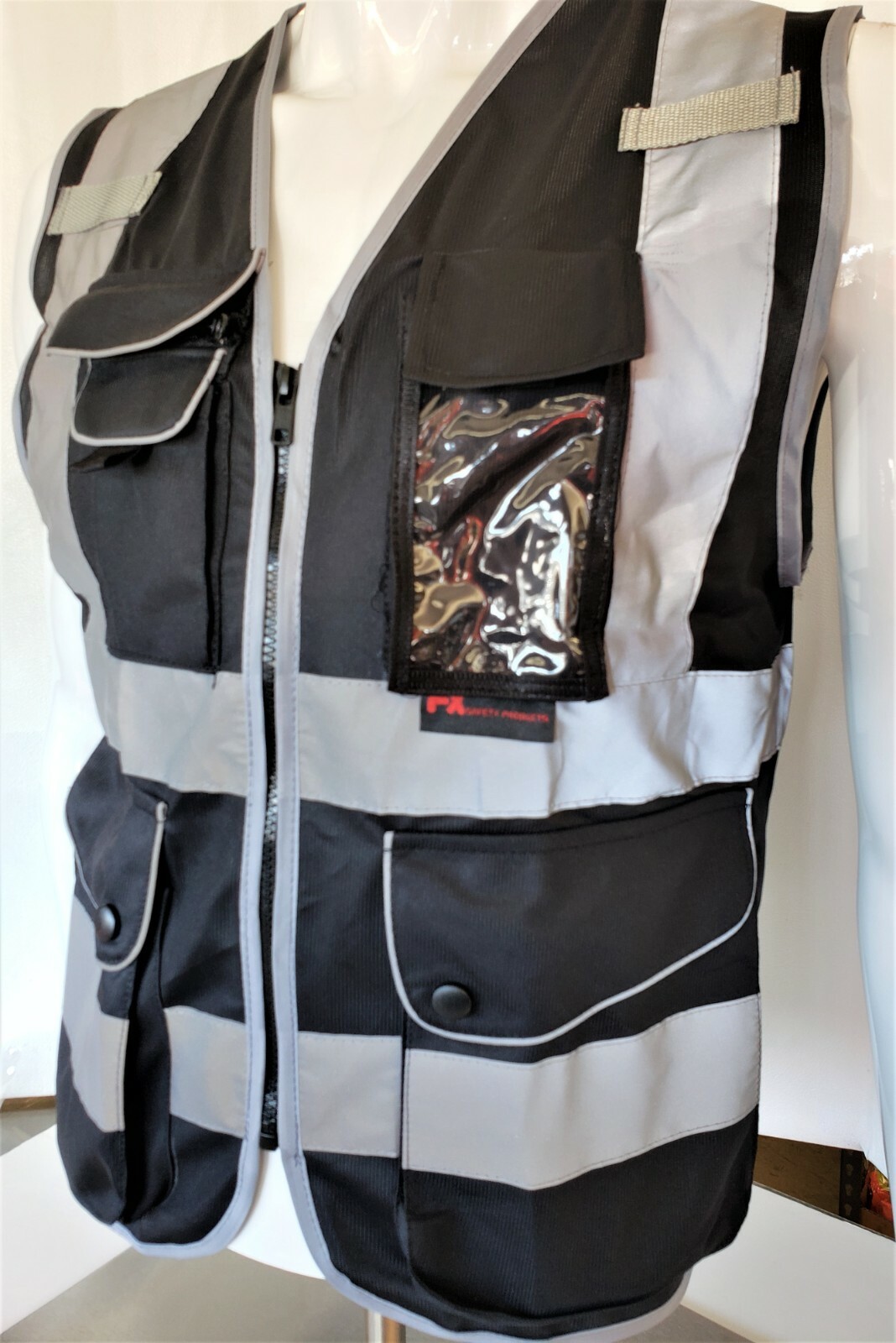 Hi Visibility Reflective Black Safety Vest (Small to 2XL)