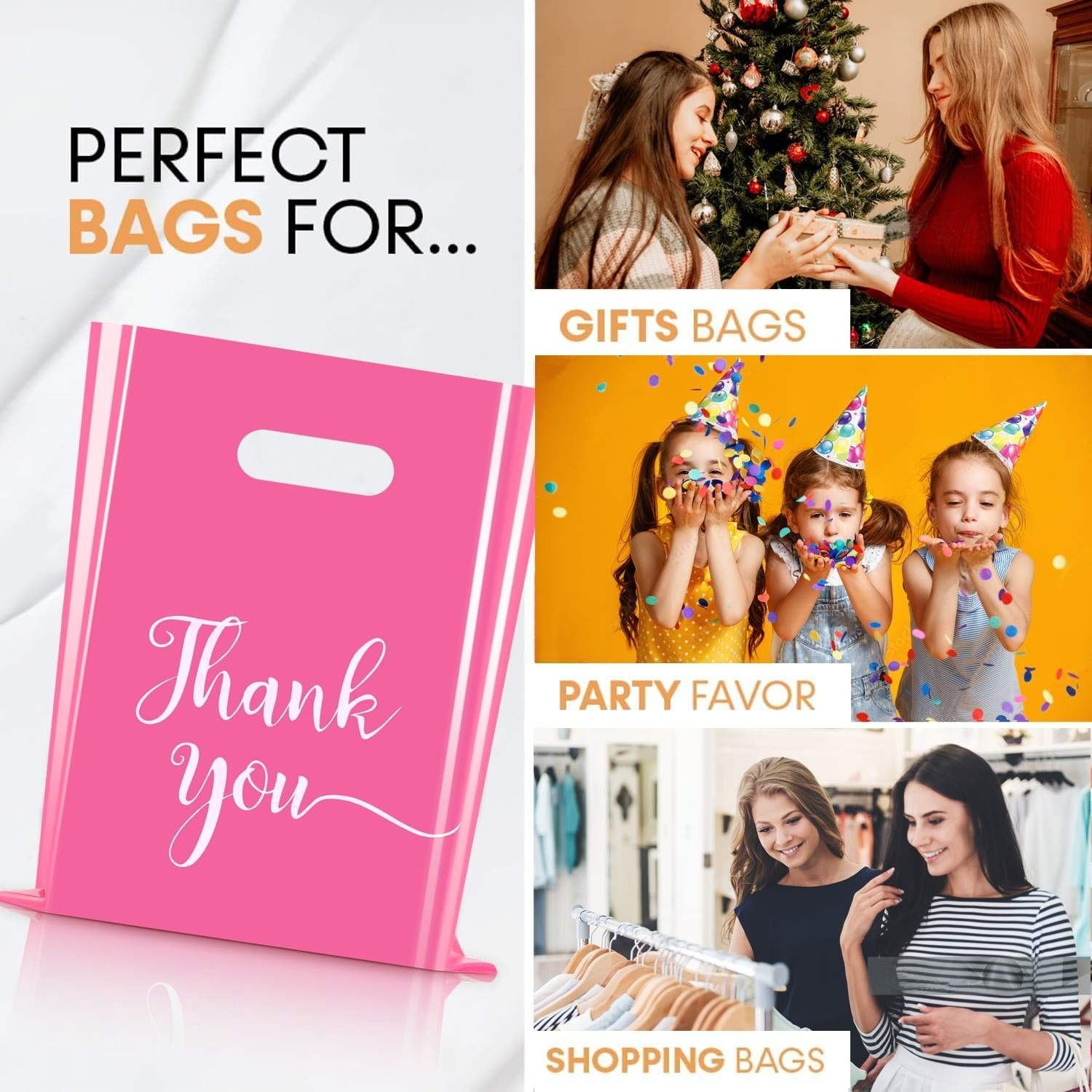 Cupplation Pink Thank You Merchandise Bags Large 1 Count (Pack of 100),