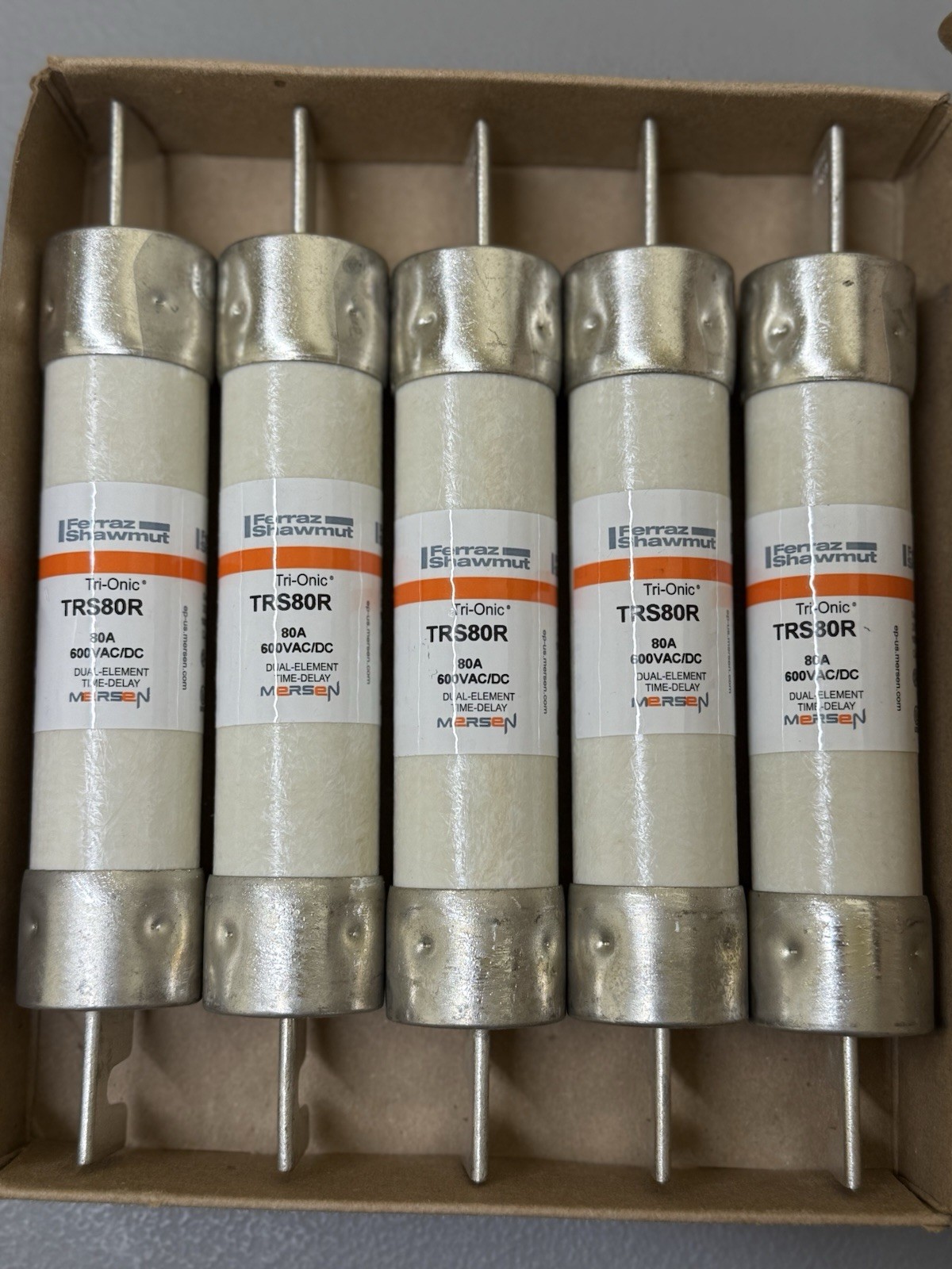 5 Mersen Ferraz Shawmut TRS80R Tri-Onic Time Delay Fuses 80 Amp 600v Class RK5