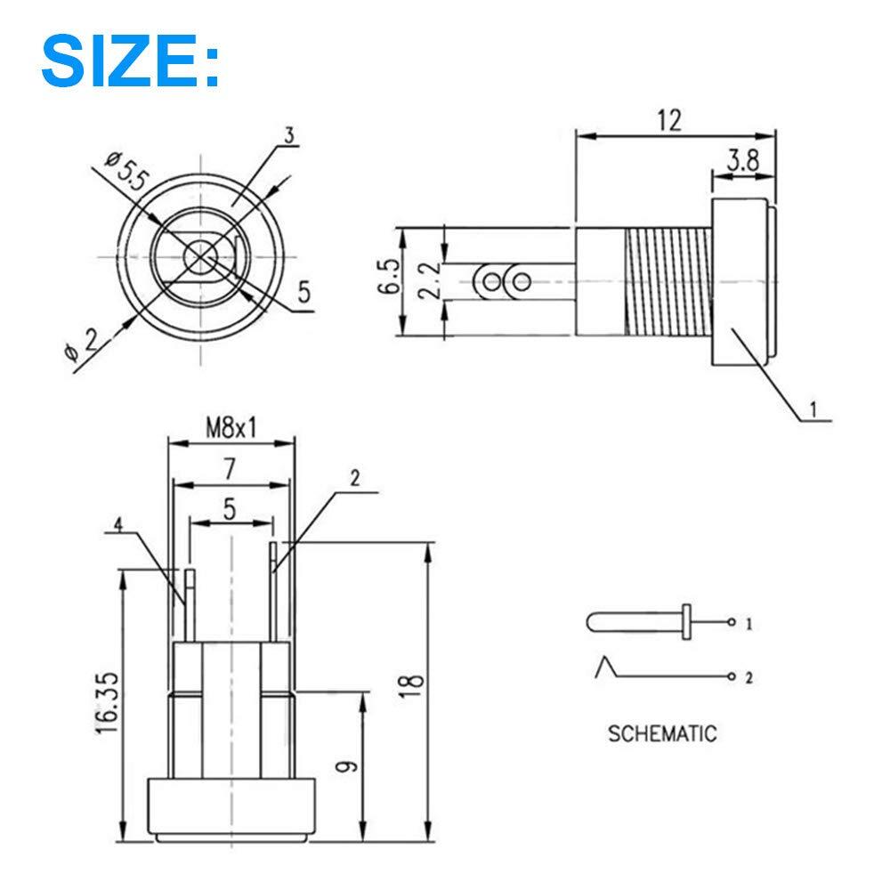 Male Barrel Jack Plug Female Socket Panel Mount DC 12V Power Connectors 20x