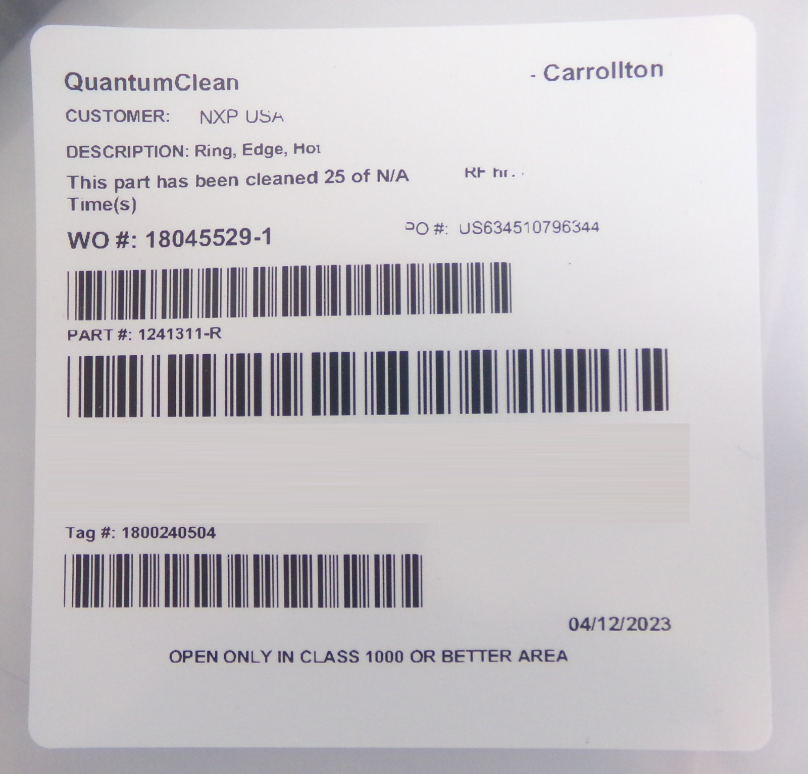 Lam Research 1305630 Quartz Wet Clean Kit TCP 9400 DFM 716-331157-022 Spare