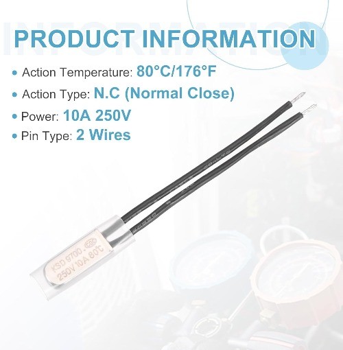 5 Pcs KSD9700 Thermostat 80°C 176°F Normally Close Temperature Switch Thermal