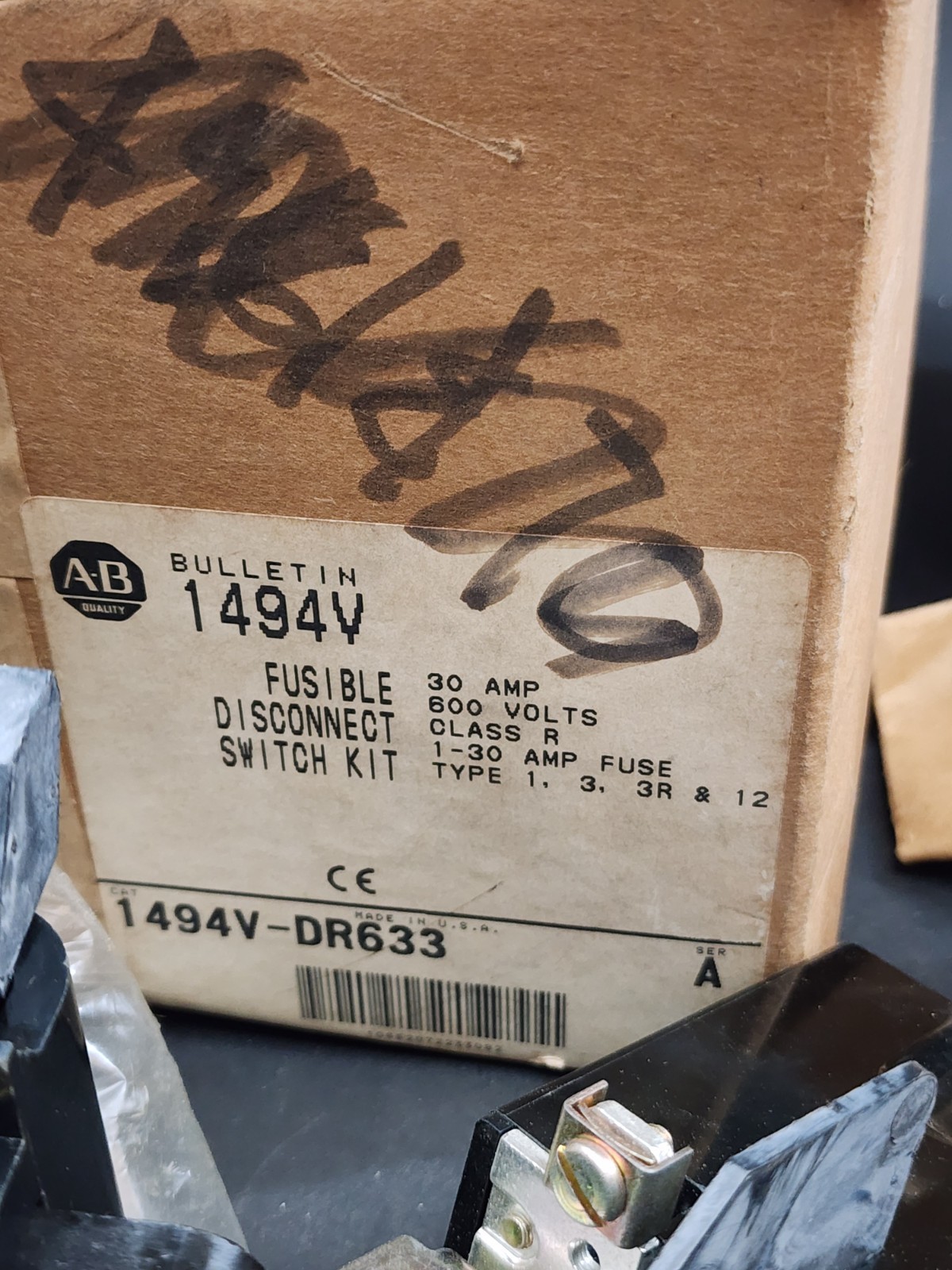 Allen Bradley 1494V-DR633 Fusible Disconnect Switch Kit 30 Amp 600V Open Box