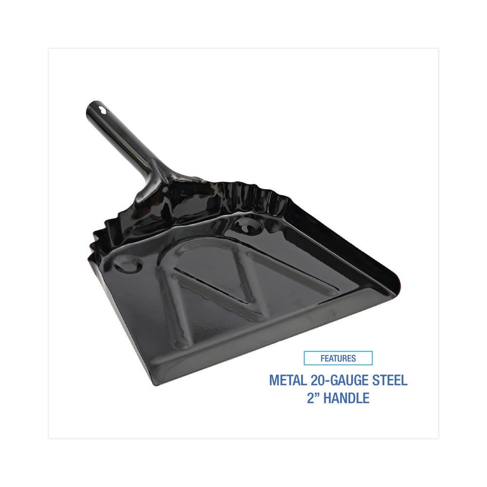 Boardwalk 04212EA 12″ Wide Metal Dust Pan w/ 2″ Handle – Black New