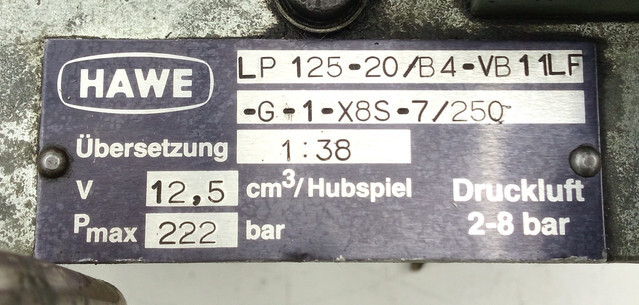 Hawe LP125-20 hydraulic pump hydraulic power pack pump VB11LF 12.5 cc 222 bar