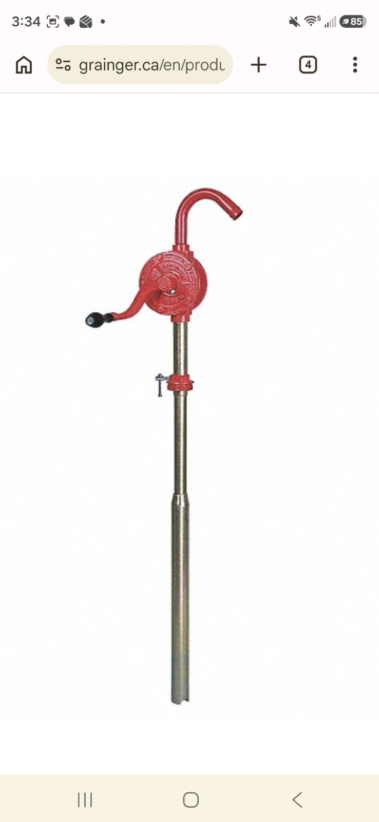 NEW! WESTWARD Hand Operated Drum Pump, Rotary, Basic Pump with Spout, 5NUD6