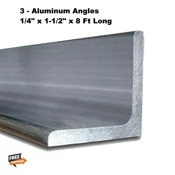 8 Feet Aluminum Angles 1/4 in x 1-1/2″ Unpolished Alloy 6061 Stock NEW
