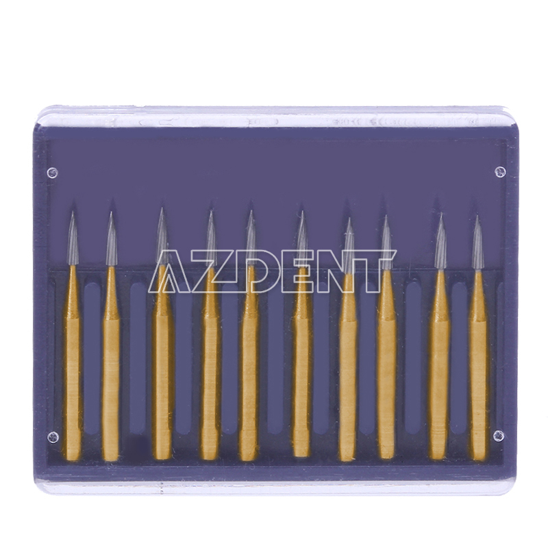 Dental Trimming/Finishing FG Gold Burs Tungsten Carbide For High Speed Handpiece