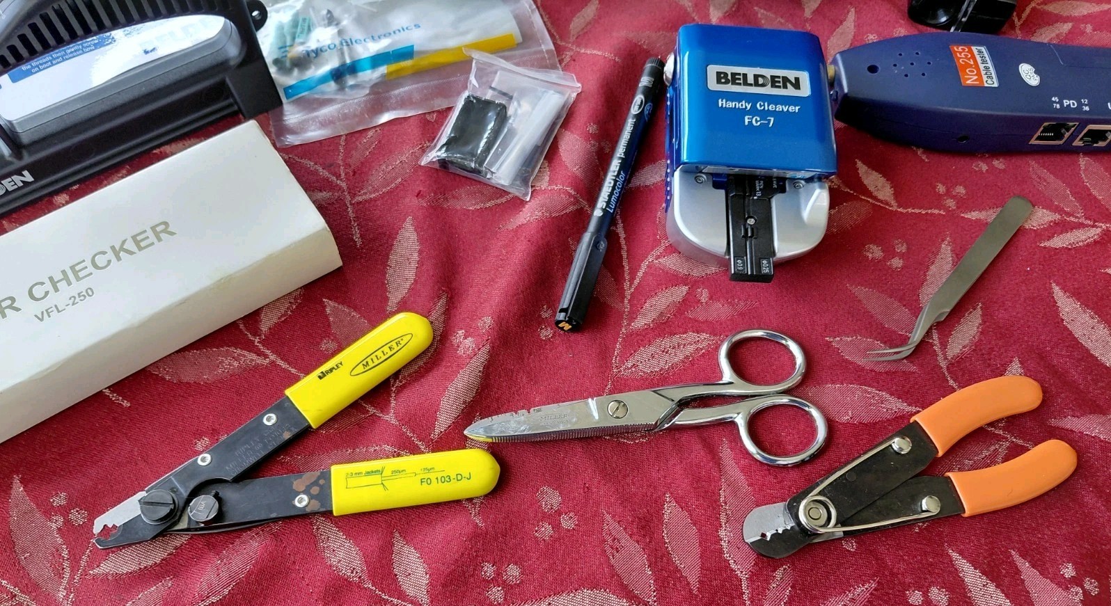 Belden FC-7R Fiber Optic Handy Cleaver,VFL-250 Checker,fiber Express,bag,more