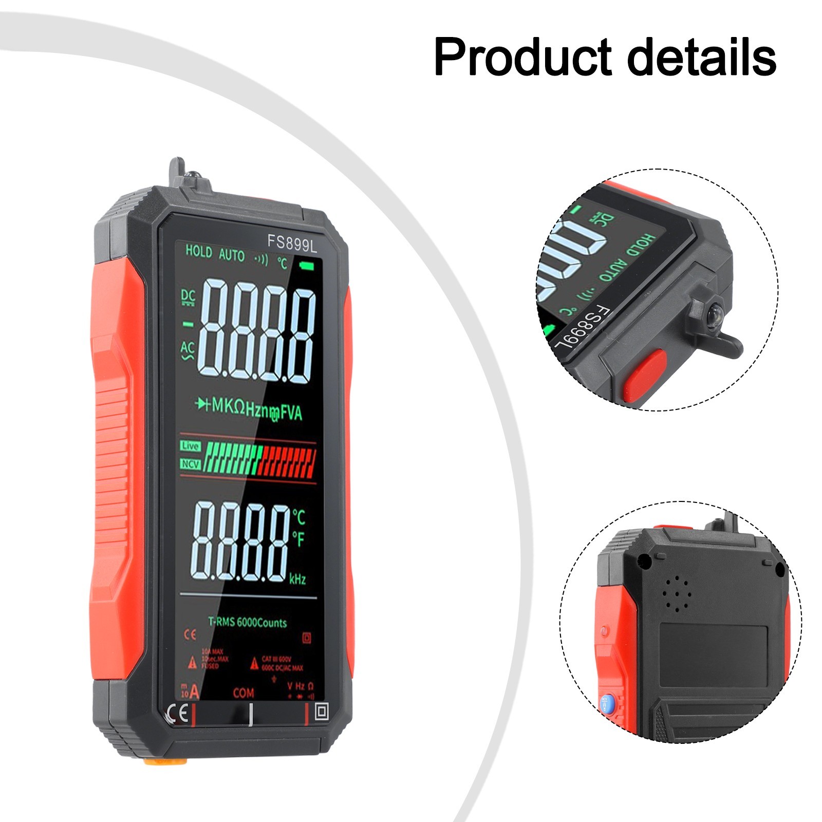 FS899L Smart Multimeter Rechargeable Battery 6000 Counts LCD Backlight