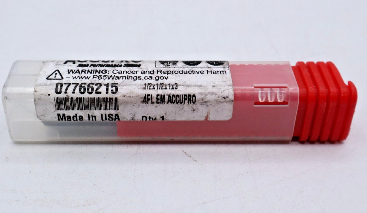 Accupro 07766215 , 1/2″ x 1/2″ x 1″ x 3″, Solid Carbide End Mill