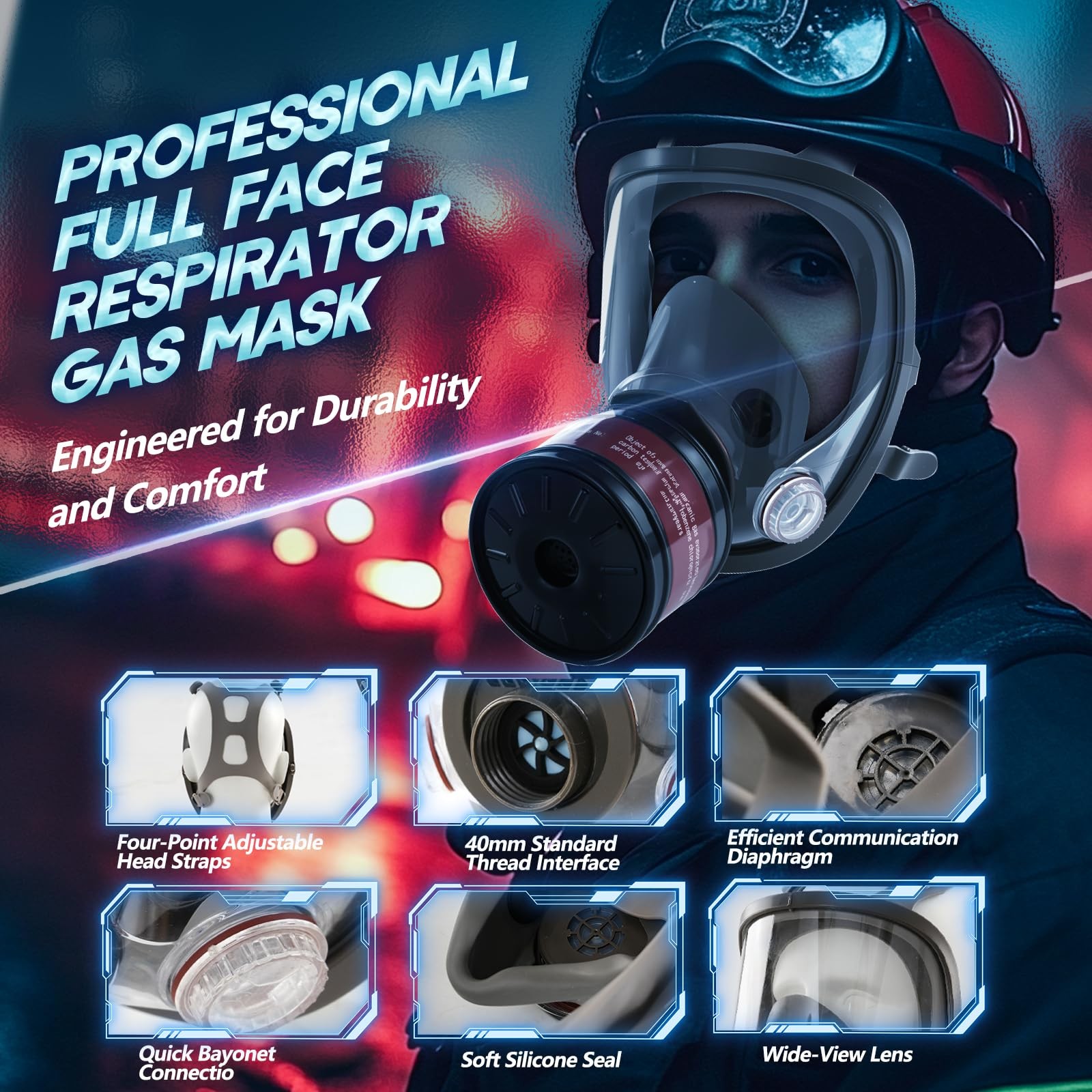 High-Efficiency PAPR Respirator System: Powered Air Purifying Respirators with 3