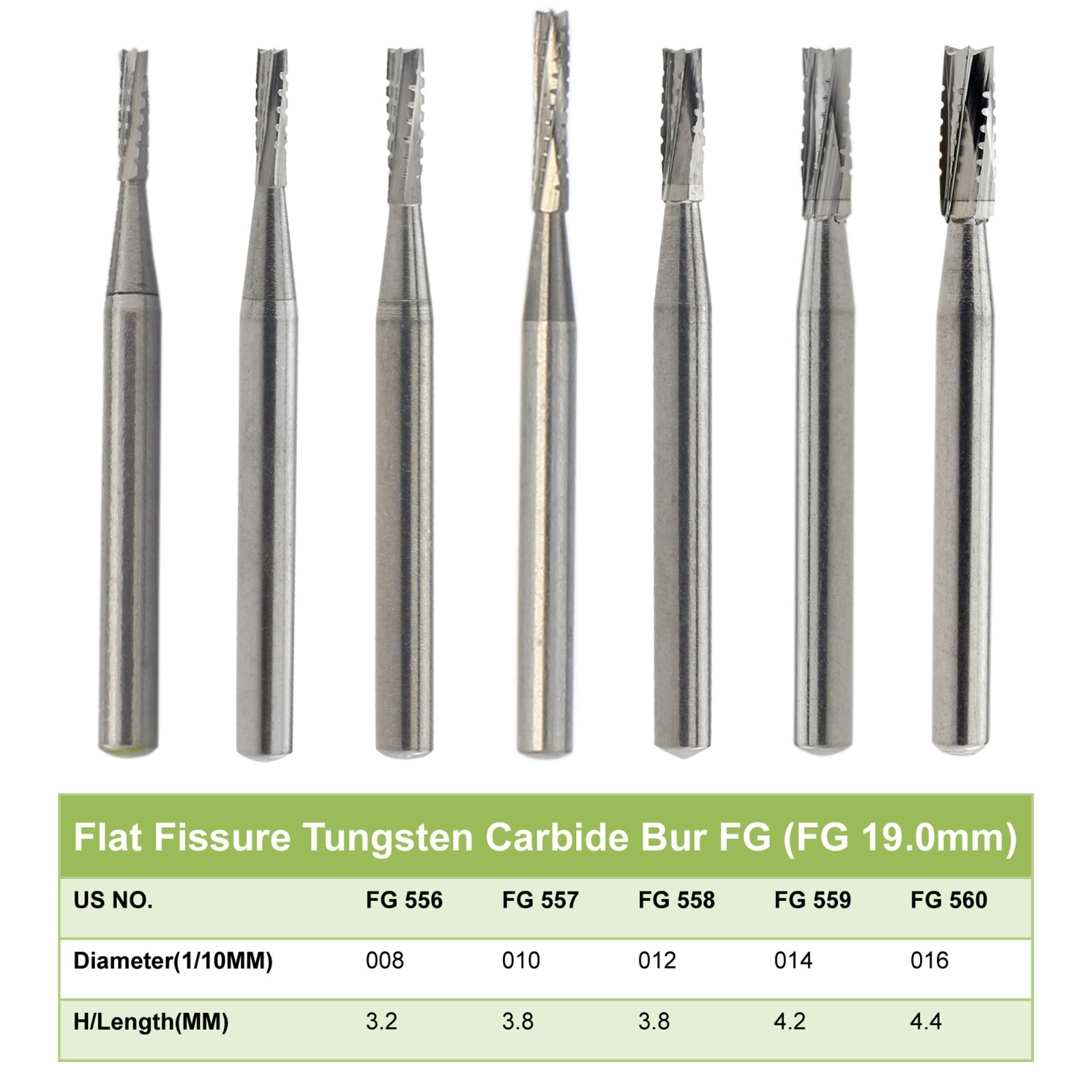 Wave Dental Surgical Carbide Burs Long Shank 558 557L FG SURG Straight Fissure