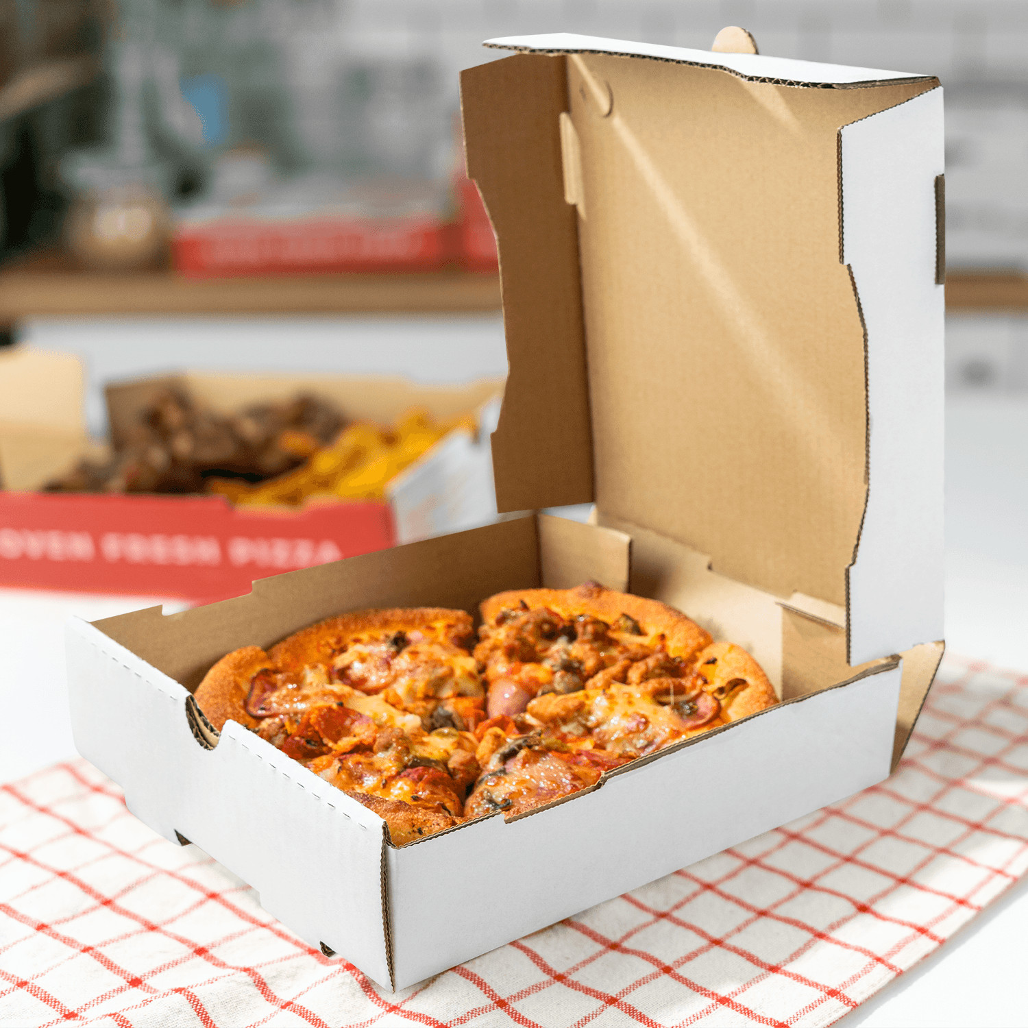 Karat Corrugated Pizza Box, 8”x8”x2”, White – 50 pcs, FP-PBF08W