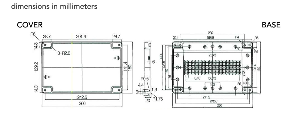 TERMINAL BLOCK ENCLOSURE, CAST ALUMINUM, 40 POSITION,10 AMP IP67 RATED 1057