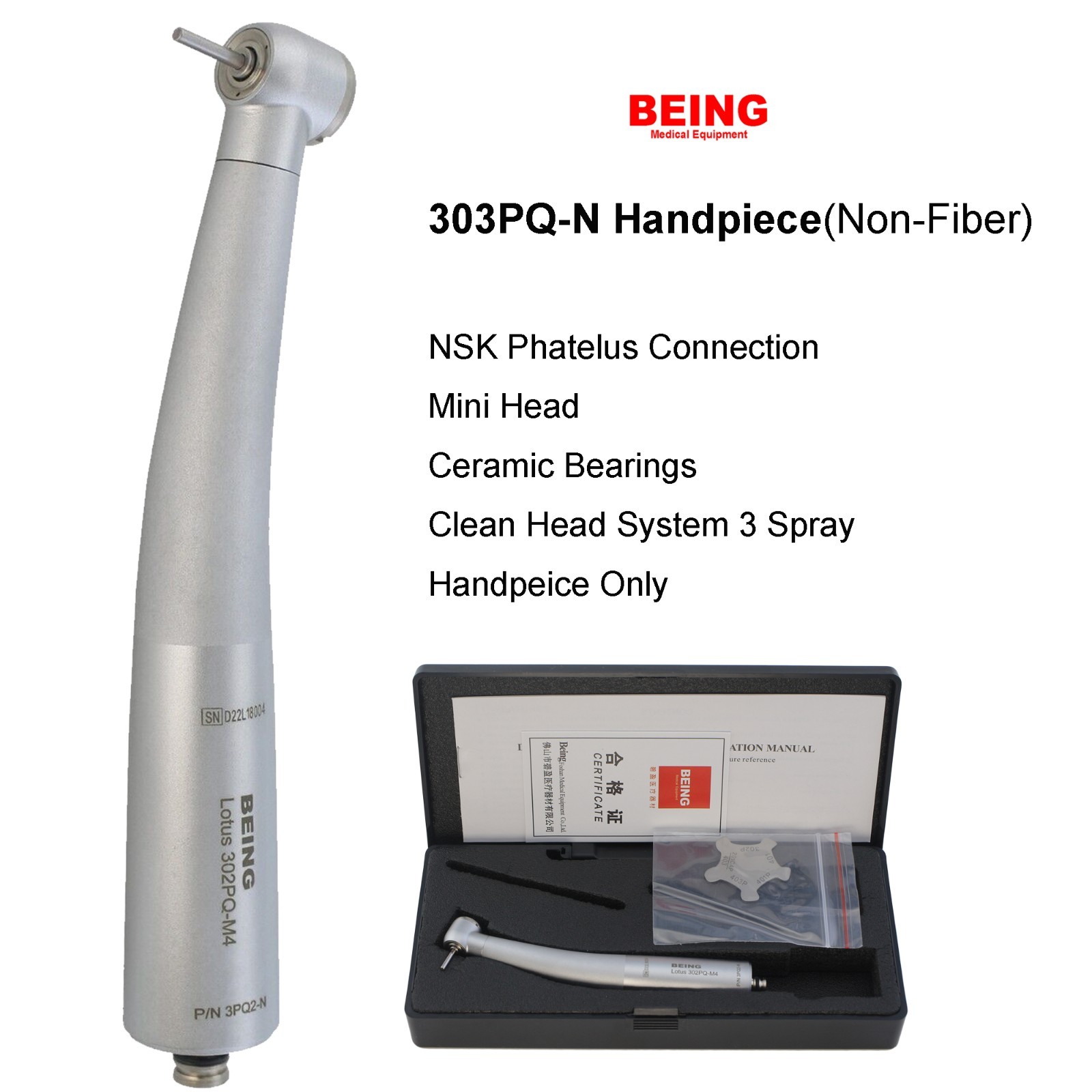 COXO Dental High Speed Handpiece Small Mini Head Turbine 4 Hole Fit NSK Coupler