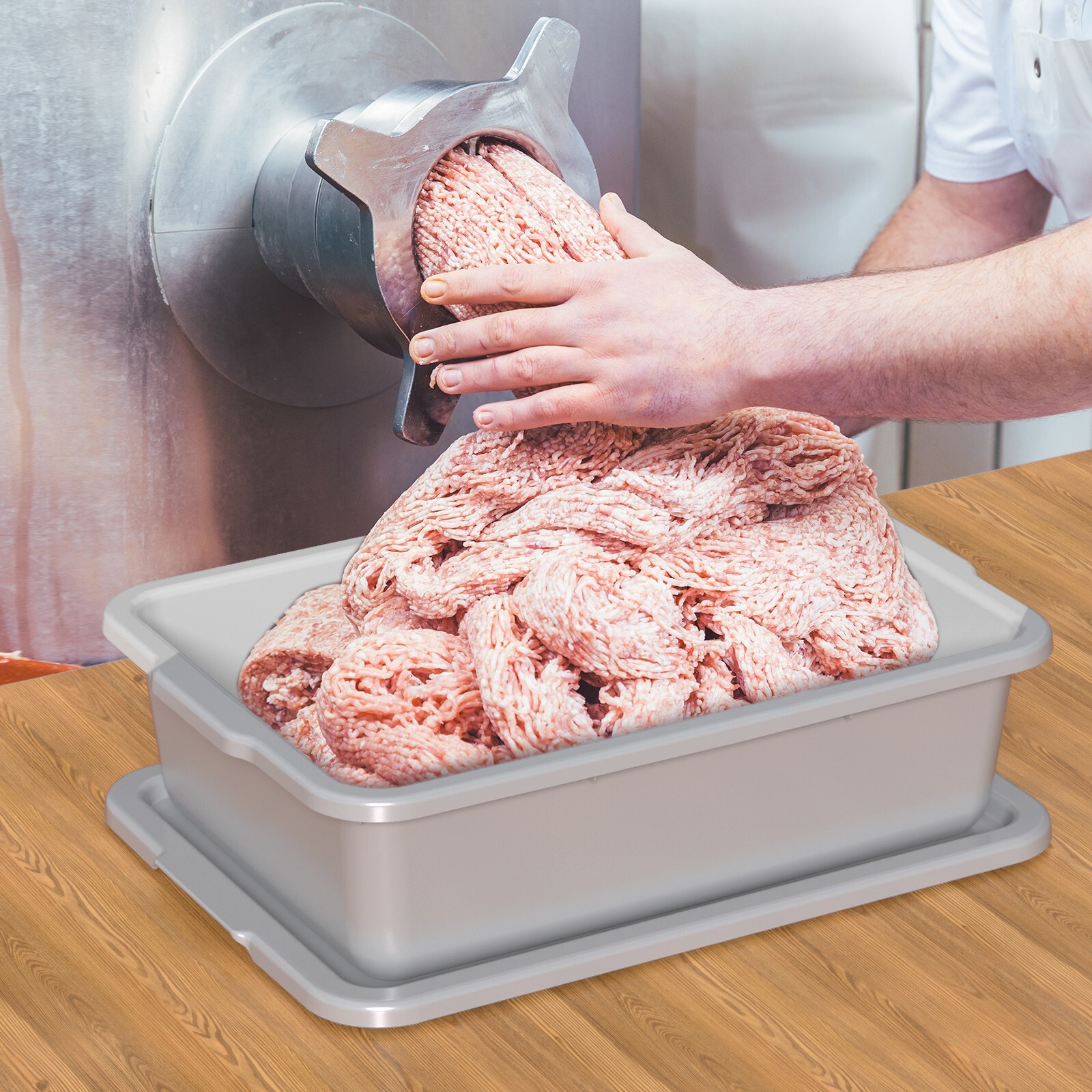 13 L Plastic Commercial Bus Box with Lid, Plastic Restaurant Bus Tub, 12-Packs
